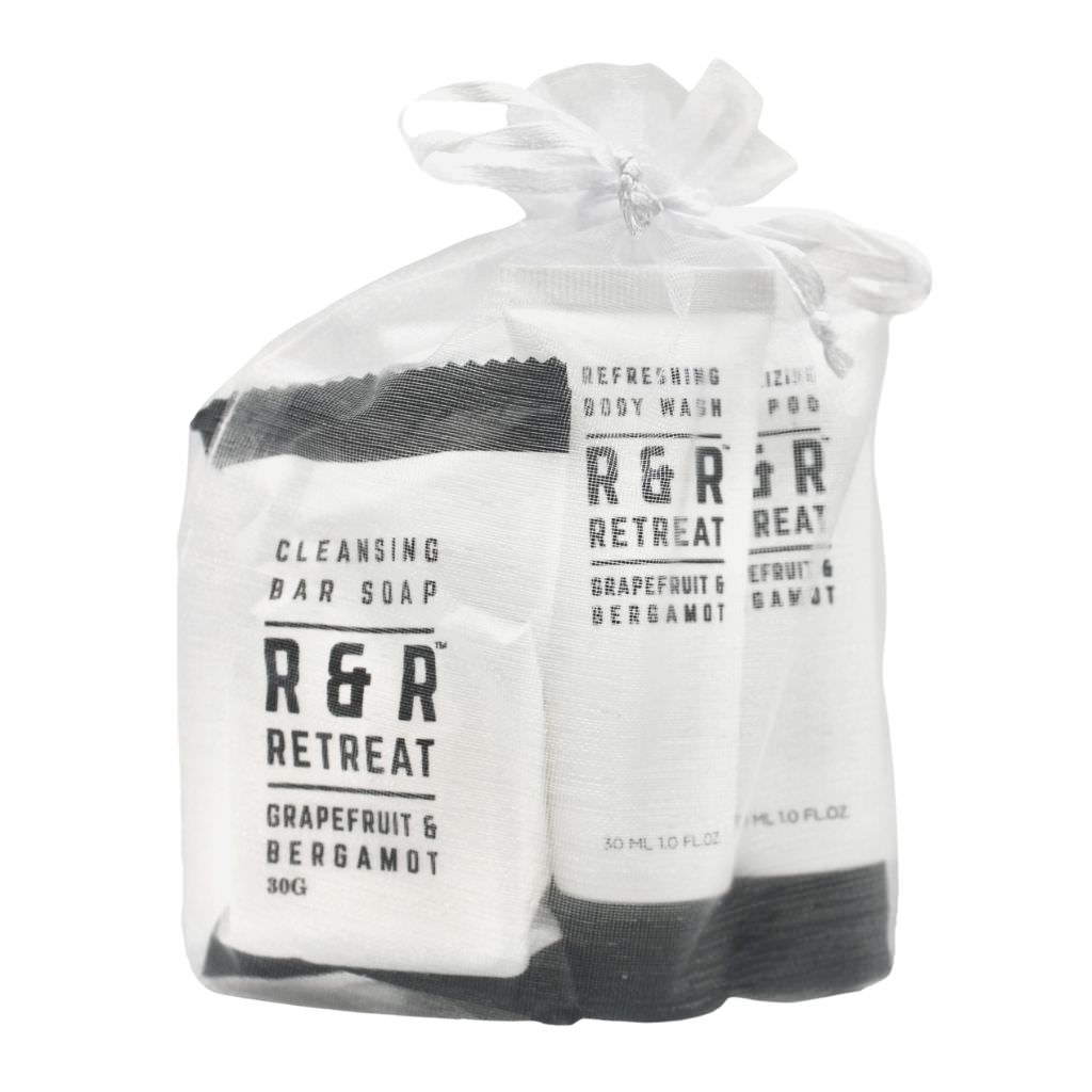 Luxury Hotel Toiletries Set - Premium Travel Size Shampoo, Conditioner, Body Wash & Lotion in Elegant Presentation Bag | Perfect for Travel, Gifts & Spa Days