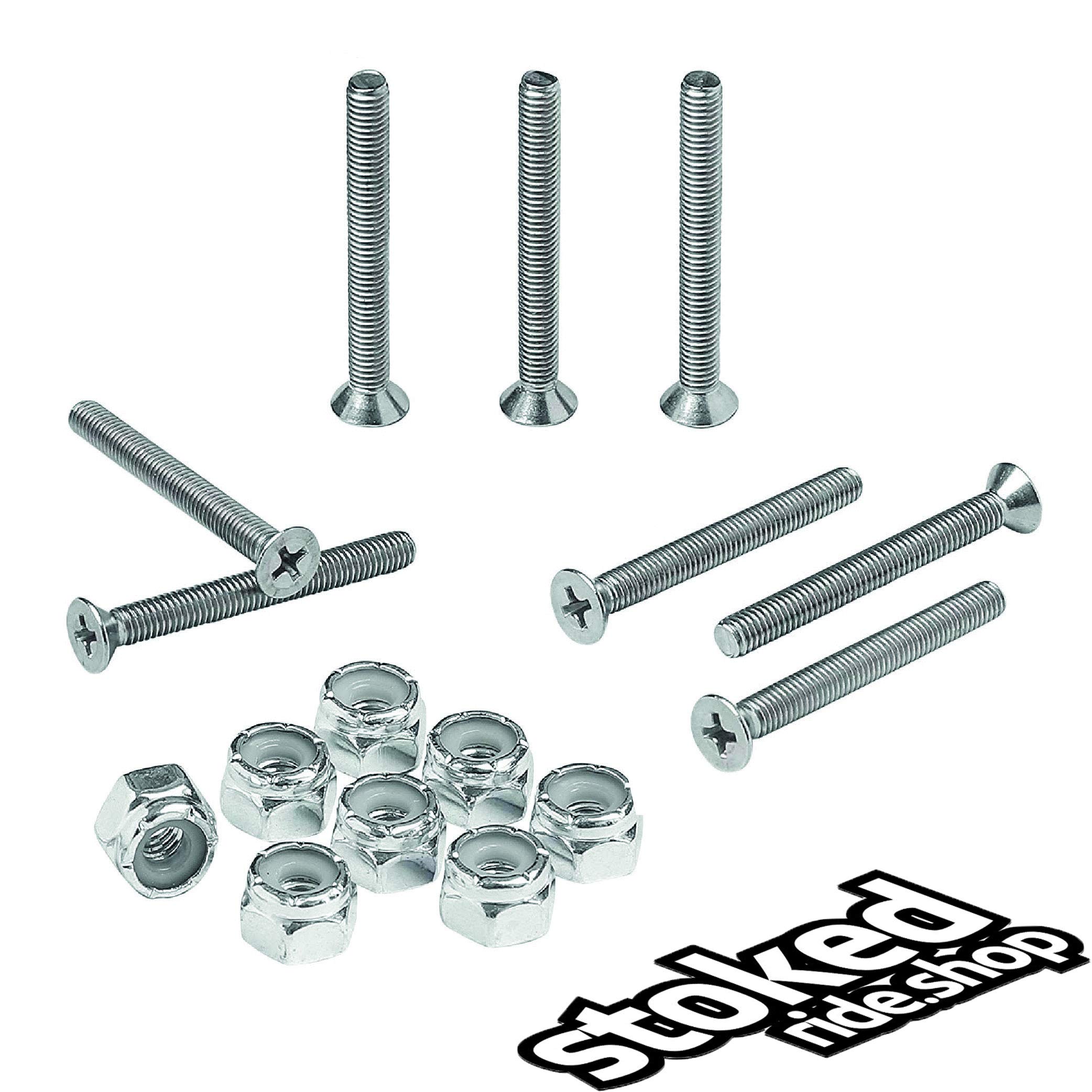 Stoked Ride Shop Skateboard Hardware Kit - 16 PCS Mounting Screws & Nuts Set for Longboard, Cruiser & Skateboard | Durable Skateboard Truck Installation | Perfect for Street Skating, Commuting & DIY Skateboard Projects