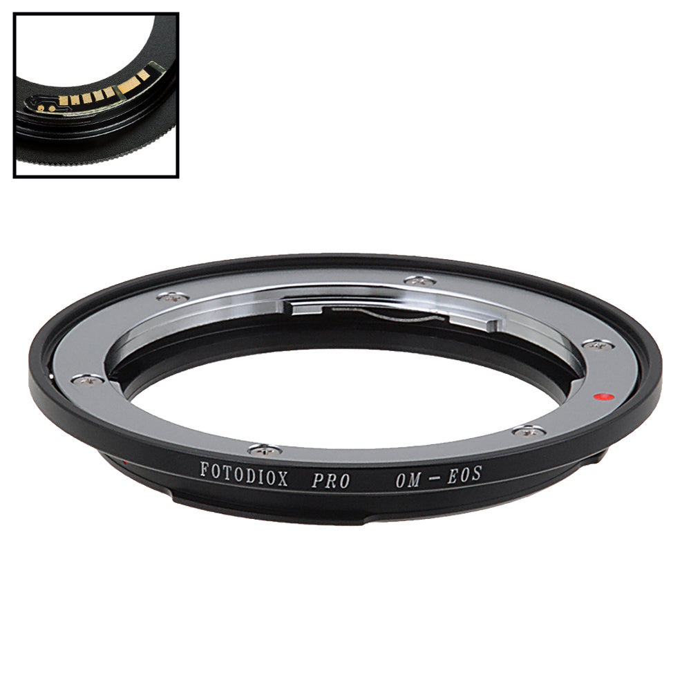 Fotodiox Pro Lens Mount Adapter - OM to EF/EF-S Adapter for Olympus Zuiko (OM) 35mm SLR Lens to Canon EOS DSLR Camera - v10 Focus Confirmation Chip - Perfect for Photography & Videography