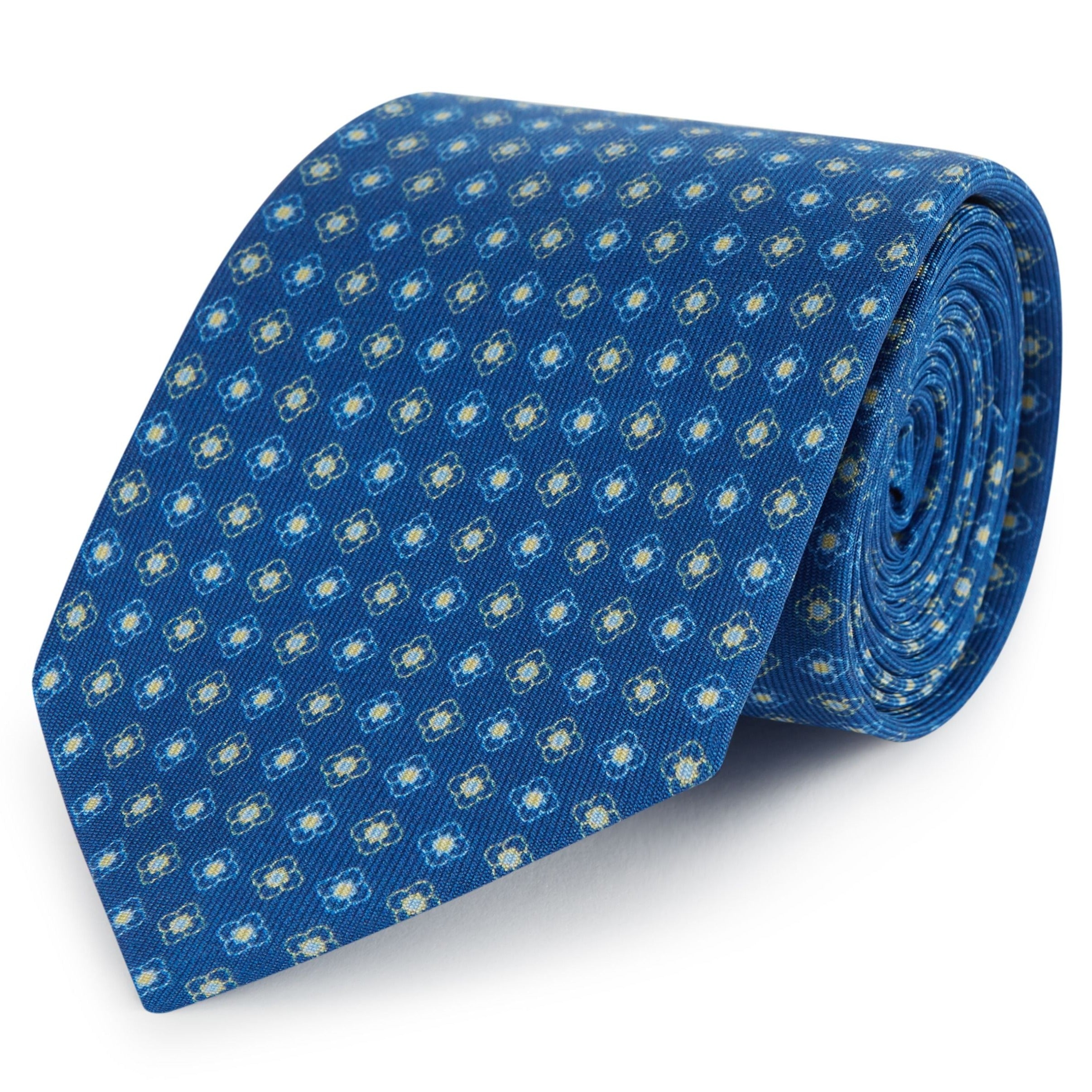 Elegant Blue Flower Printed Silk Tie for Men - Perfect for Weddings, Business Meetings & Formal Events