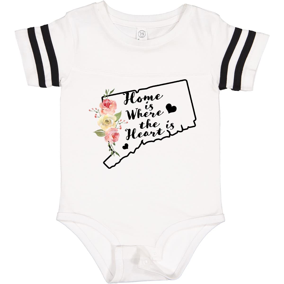 Inktastic Connecticut Home is Where The Heart is Watercolor Baby Bodysuit - Soft Cotton Onesie for Newborns & Infants - Perfect for Family Photos, Holidays & Everyday Wear