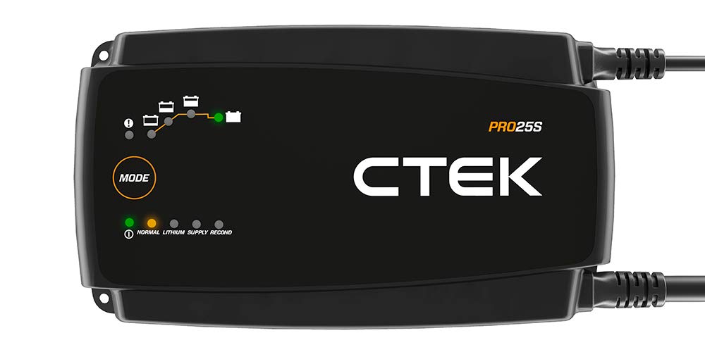 CTEK PRO25S 12V Battery Charger & Power Supply - Smart Battery Tender & Maintainer for Cars, Trucks, RVs - Lithium Ion Charger with Reconditioning Mode & Desulfator - Perfect for Winter Storage & Vehicle Maintenance