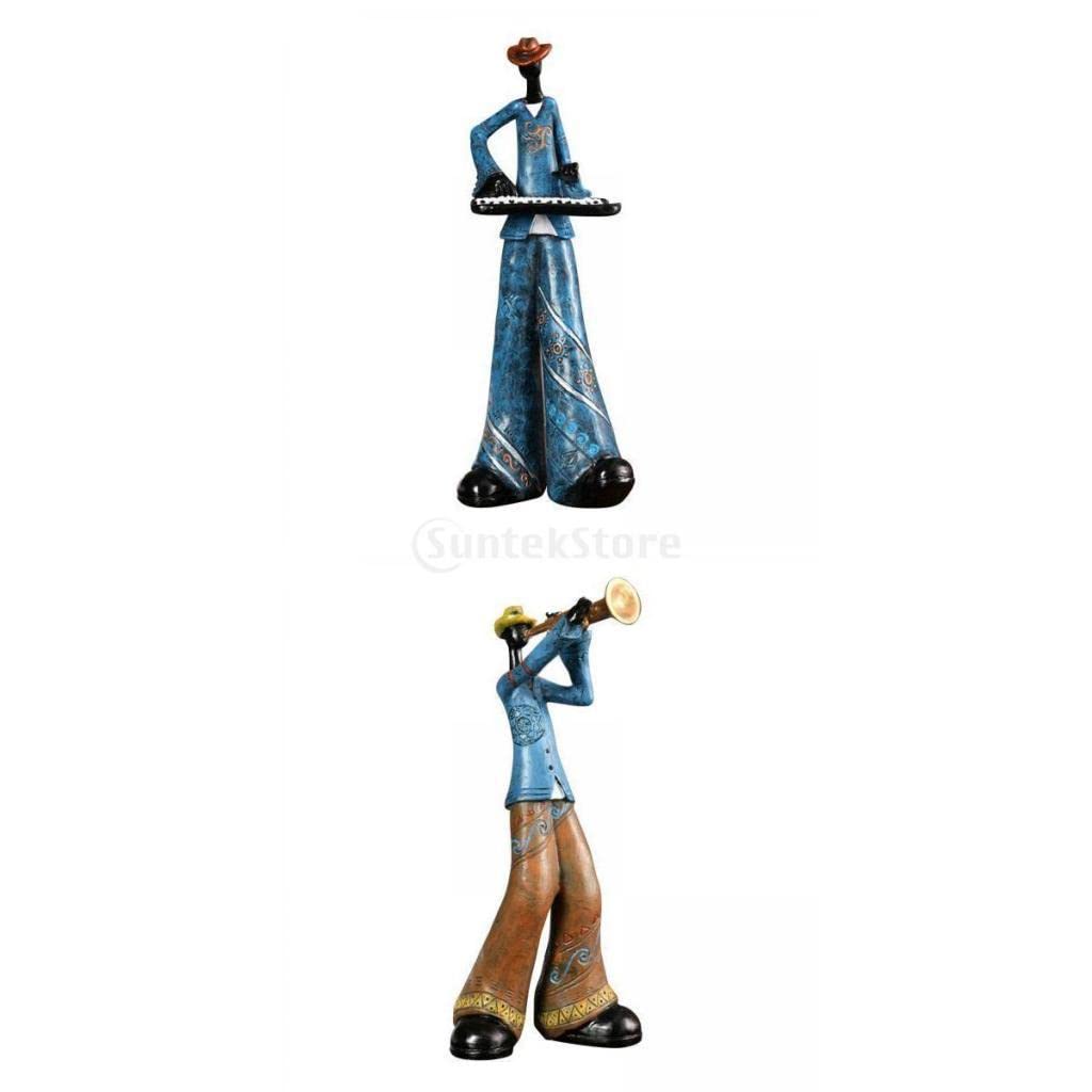 Baoblaze 2-Pack Wooden Band Figurines - Decorative Art Cabinet Models for Farmhouse Style, Bookshelf & Nightstand Display | Perfect for Home Decor, Office & Gift Giving