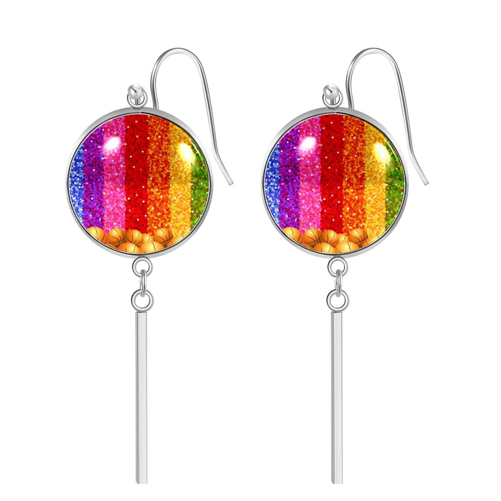 Stylish Women's Drop Dangle Hoop Earrings - Cat & Star Sky Design Stainless Steel Lightweight Glass Earrings for Teens & Girls | Perfect for Parties, Dating & Everyday Wear