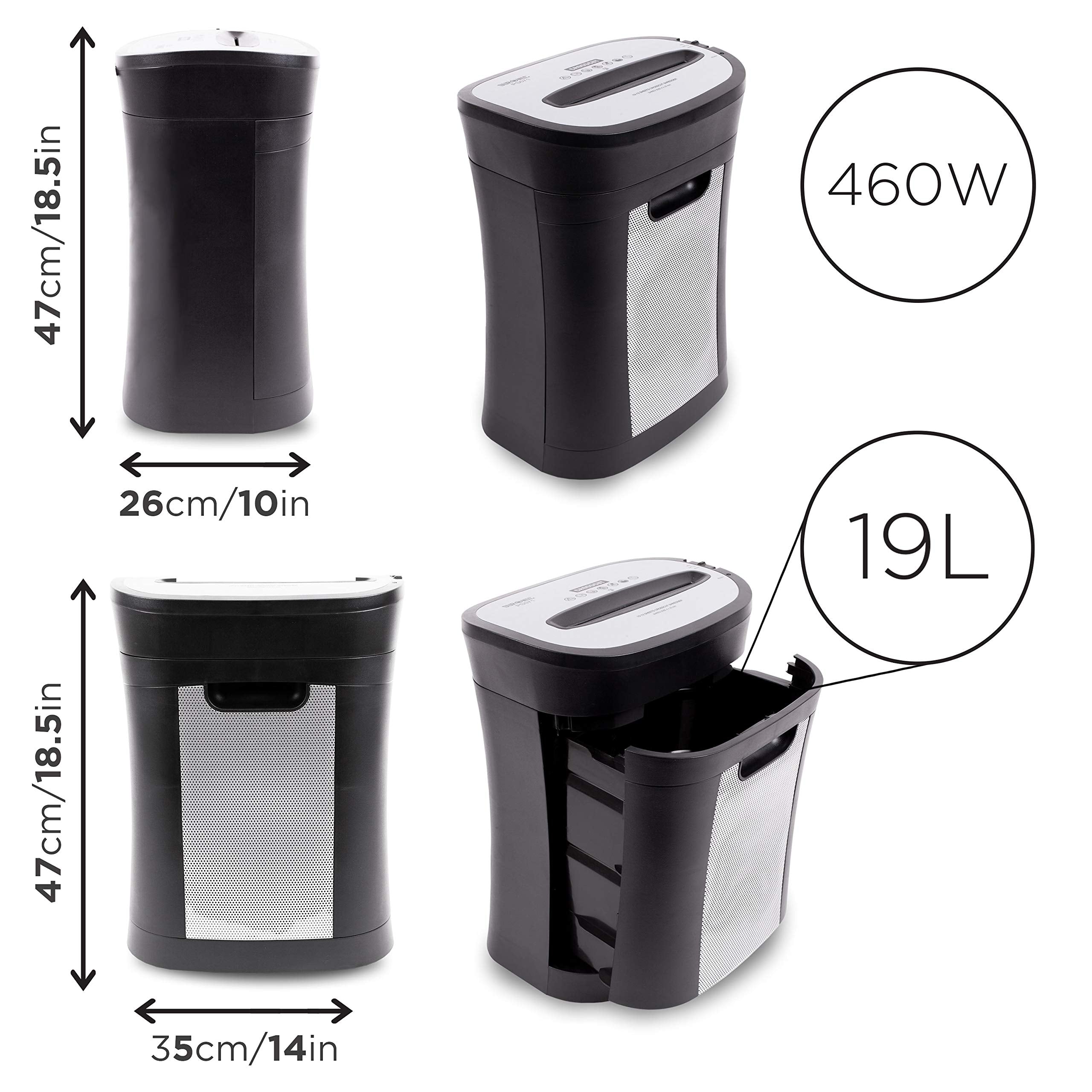 Duronic PS571 12-Sheet Cross Cut Paper Shredder - Heavy Duty Small Electric Shredder for Home & Office Use | Shreds Documents, Credit Cards, Envelopes | Secure Data Destruction | Perfect for Tax Records, Sensitive Files & Identity Protection (Black)