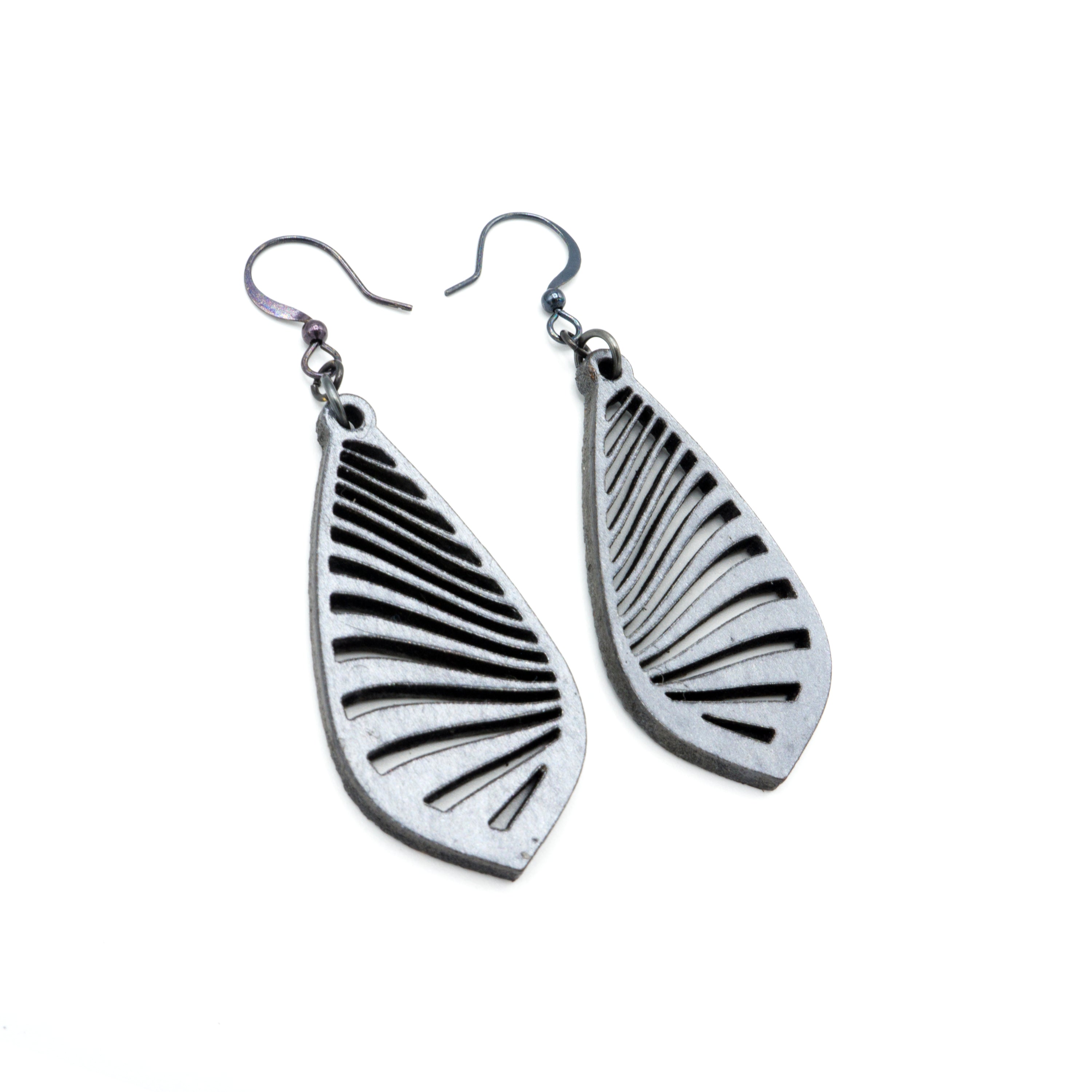 Gem Point 09 [S] Silver Leather Earrings for Women - Boho Chic Handmade Dangle Drop Earrings - Perfect for Parties, Weddings & Everyday Wear