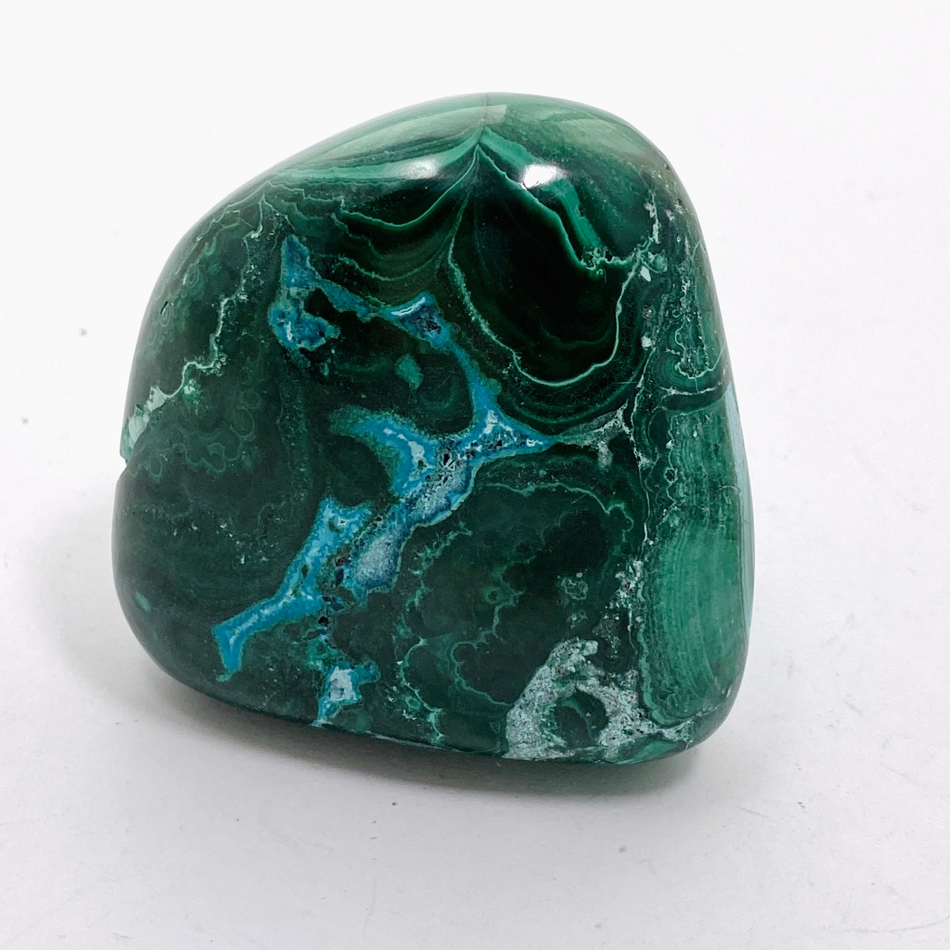 Natural Malachite and Chrysocolla Polished Freeform Stone - Congo Mined CR3748 | Healing Crystal for Meditation, Home Decor & Jewelry Making