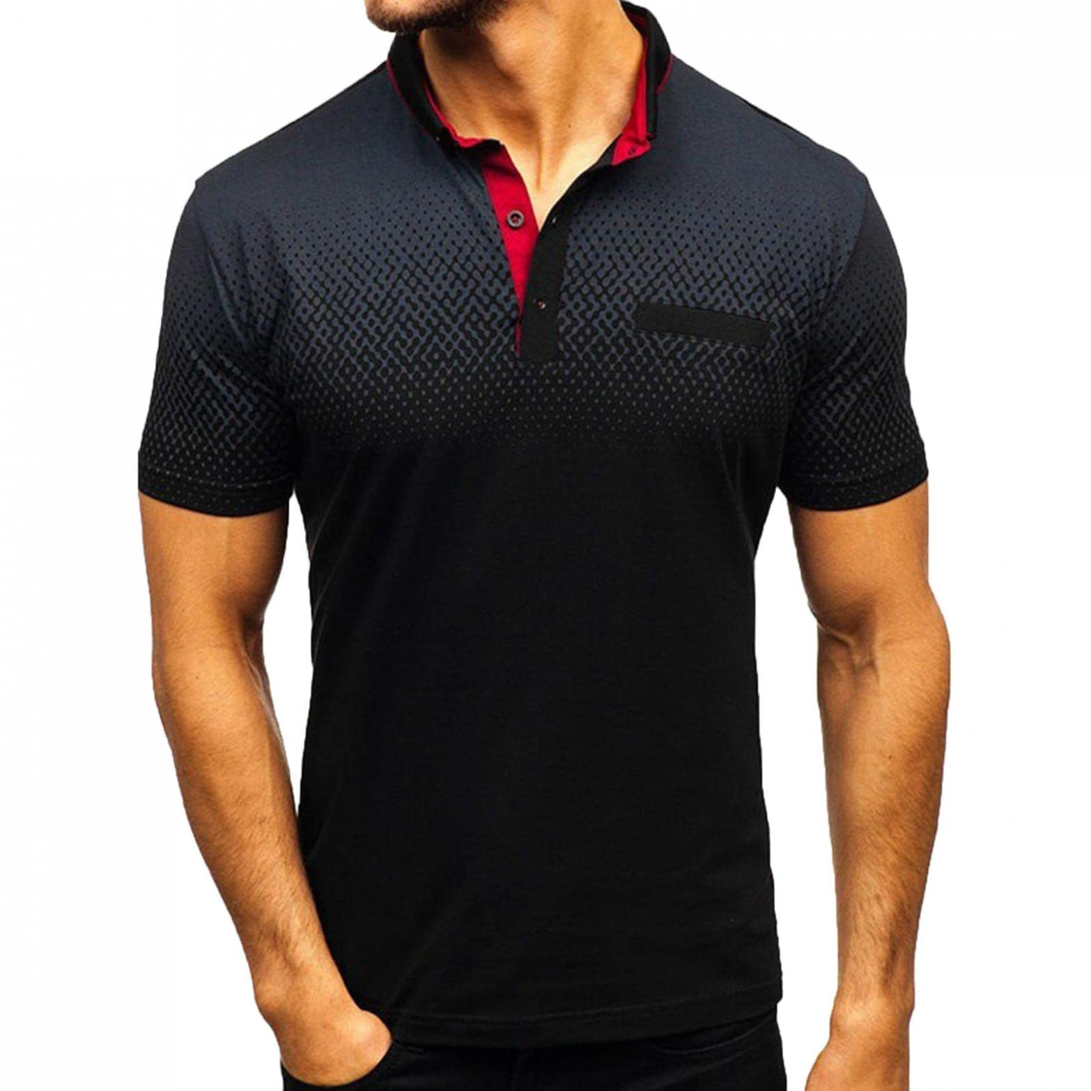 **Men's Polo T-Shirts - Casual Crew Neck Short Sleeve Henley Shirts for Workout & Gym - Breathable & Comfortable Tees for Everyday Wear**