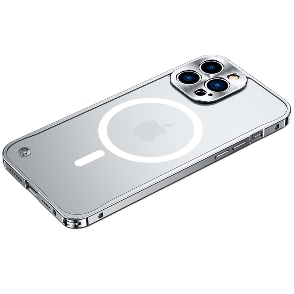 HikerClub iPhone 12 Pro Case with MagSafe - Ultra Slim Frosted PC Back & Metal Frame, Military-Grade Protection (Silver) | Perfect for Hiking, Travel & Everyday Use