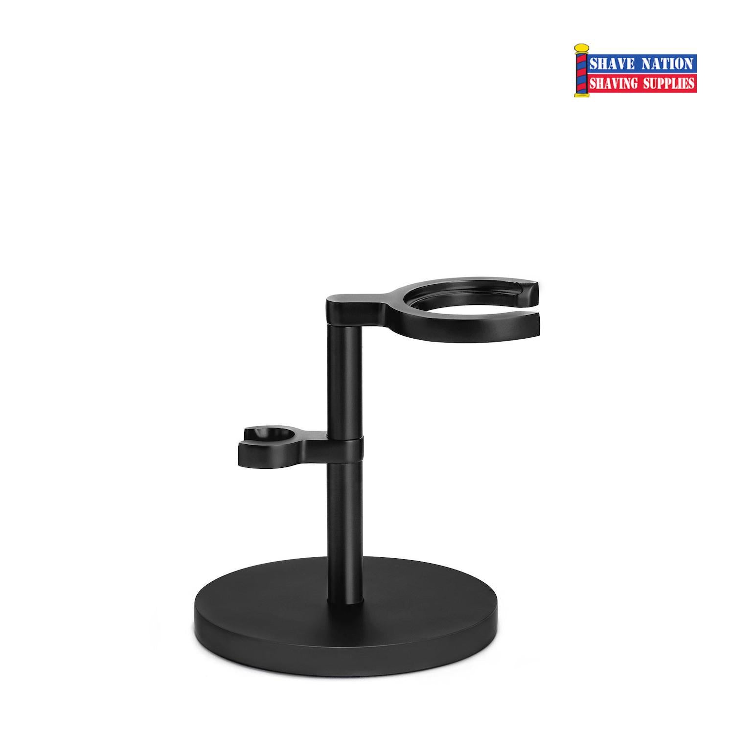 MUHLE Rocca Series Matte Black Safety Razor & Shaving Brush Stand - Premium Chrome-Plated Handle for Wet Shaving & Grooming - Perfect for Home, Travel & Barber Shop Use
