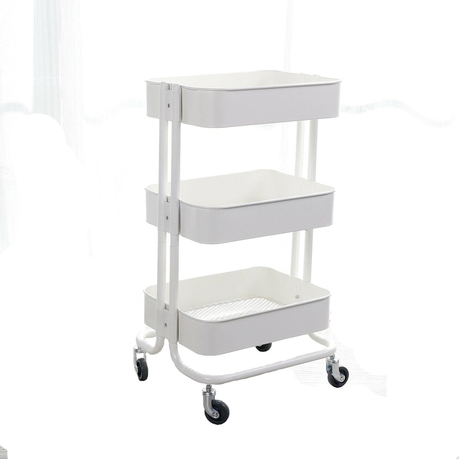 Stainless Steel Rolling Utility Cart with Wheels - Mobile Kitchen Island Organizer, Storage Trolley for Home & Commercial Use - Perfect for Small Spaces, Pantry Organization, and Restaurant Food Prep