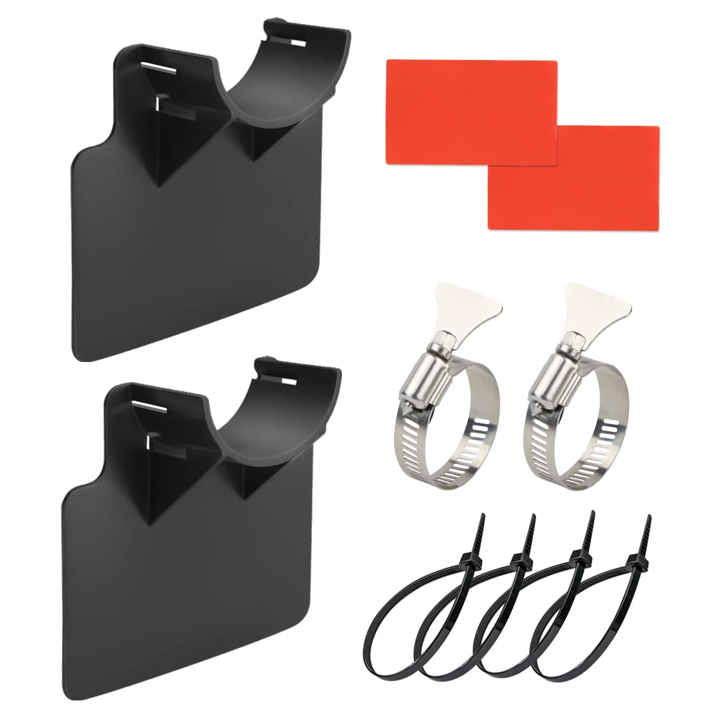 Swimming Pool Pipe Holders & Hose Support Brackets Set with Tape, Cable Ties & Stainless Steel Clamps - Prevent Pipe Sagging - Black - Perfect for Inground & Above Ground Pool Maintenance