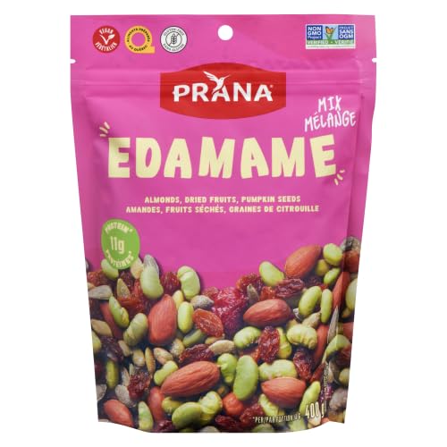 Organic Prana Edamame Fruit & Almond Mix - Healthy Vegan Snack for Hiking, Travel & Office - Gluten-Free & Non-GMO