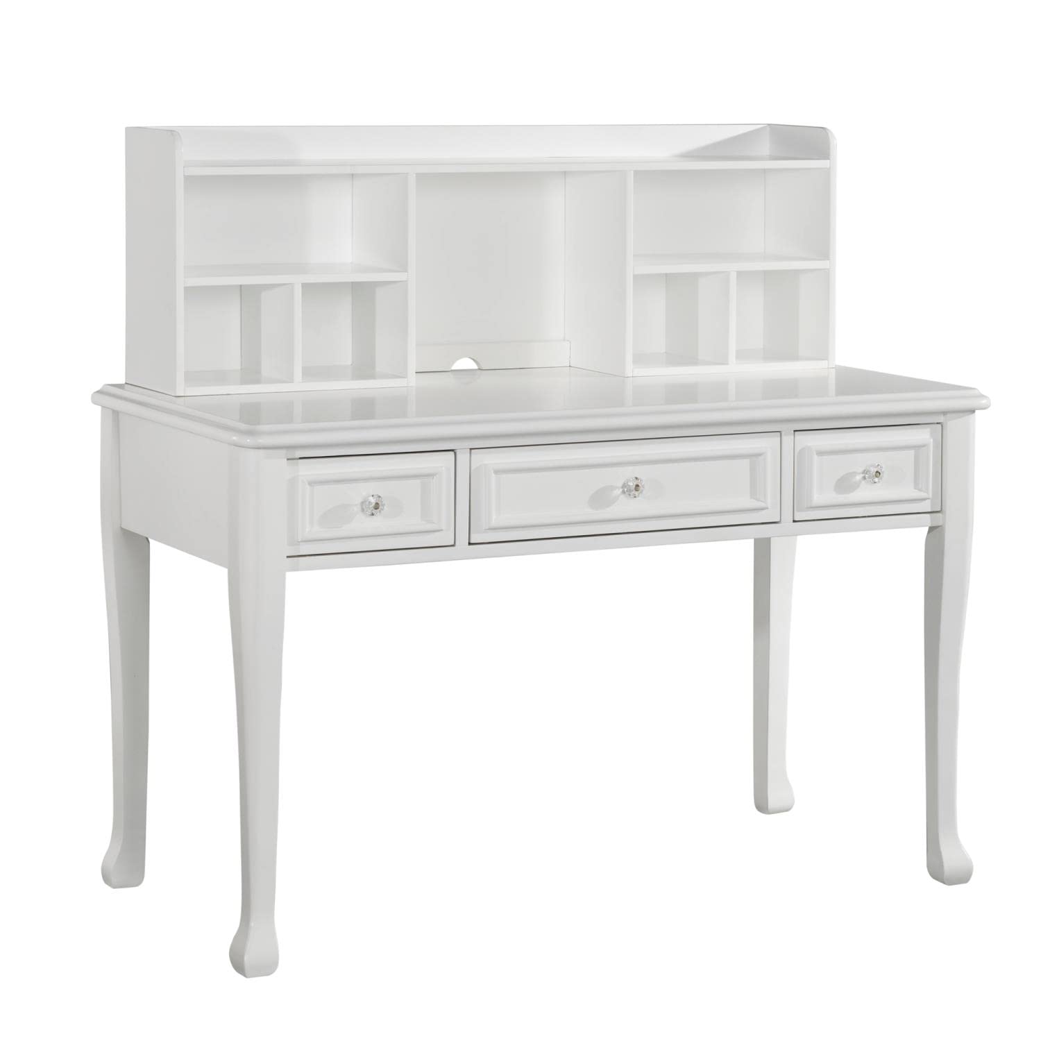 Picket House Furnishings Jenna Desk with Hutch - White Farmhouse Computer Desk with Storage Shelf for Home Office, Study & Small Spaces
