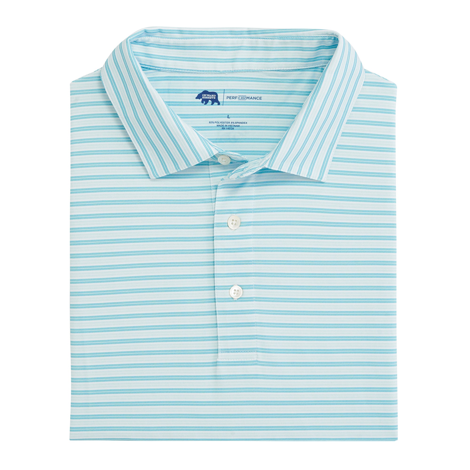 Wedge Stripe Performance Polo Shirt for Men - Breathable & Moisture-Wicking Golf & Tennis Apparel in Cabana Blue - Perfect for Sports, Casual Wear & Outdoor Activities