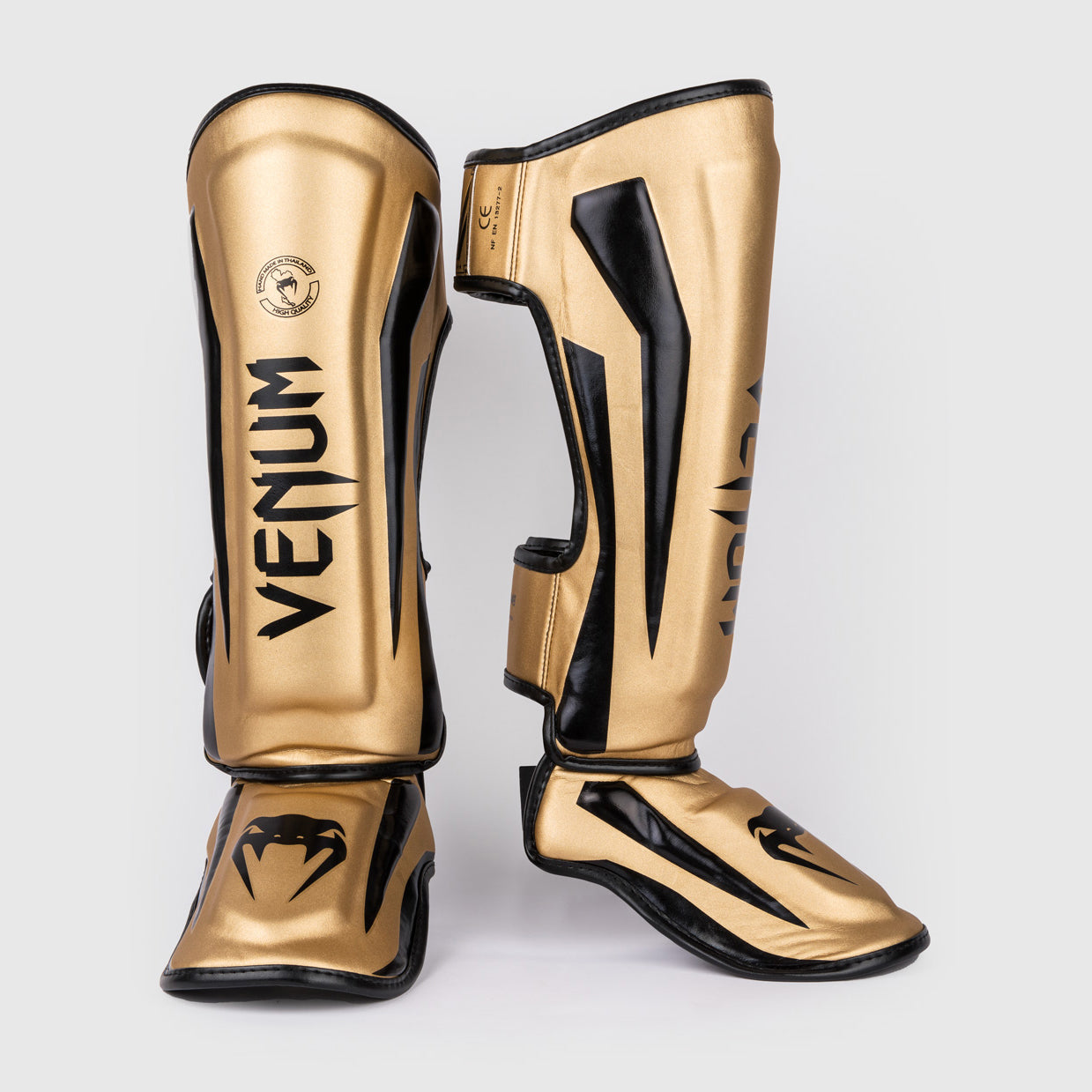 Venum Elite Standup Shin Guards - Gold/Black - MMA, Muay Thai & Kickboxing Training Gear for Ultimate Protection