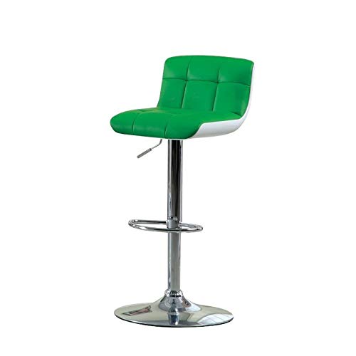 Furniture of America Andie Adjustable Bar Stool - Faux Leather Upholstery in Apple Green for Kitchen Island, Home Bar & Dining Counter