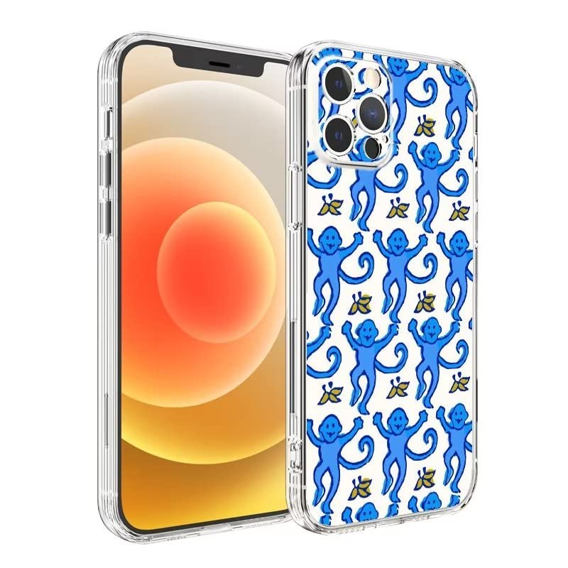 Funny Cute Monkeys Silicone Phone Case for iPhone 15 Plus - Blue Roller Design, Soft Shockproof Cover with Side Stripes - Perfect for Everyday Use, Travel & Gifts
