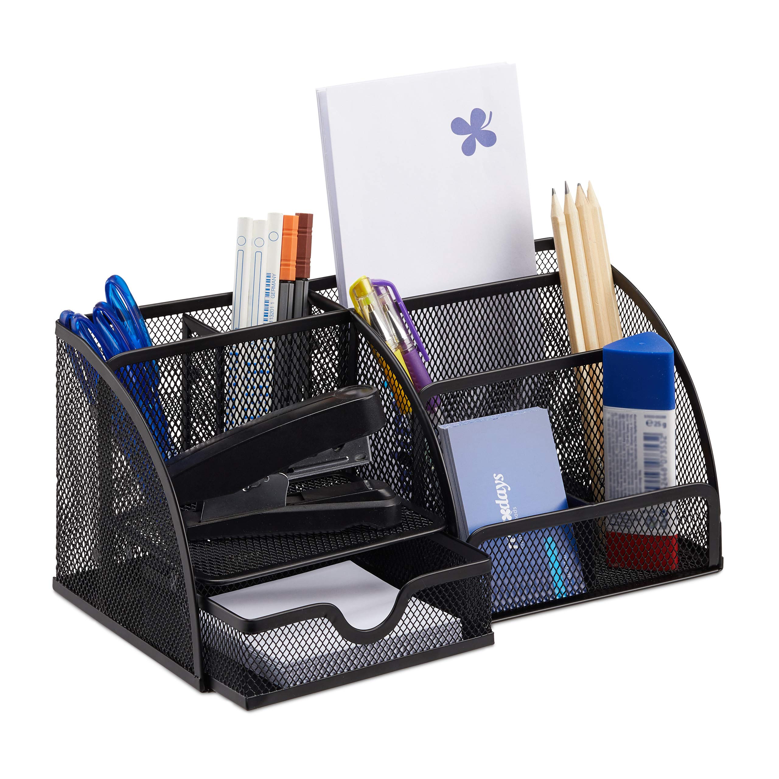 Premium Metal Desk Organizer - Black, 18 x 25.5 x 10.5 cm - Perfect for Office, Home & School Organization - Keep Your Workspace Tidy & Efficient