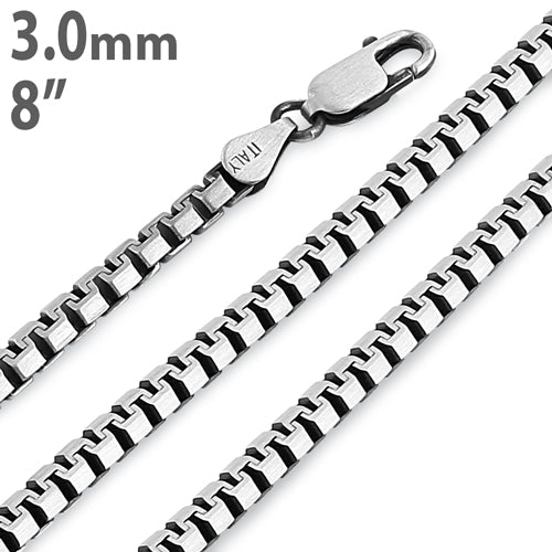 8mm Gun Metal Zipper Box Chain Bracelet for Men & Women - Stylish 3.0mm Width Unisex Jewelry for Casual Wear, Parties & Gifts