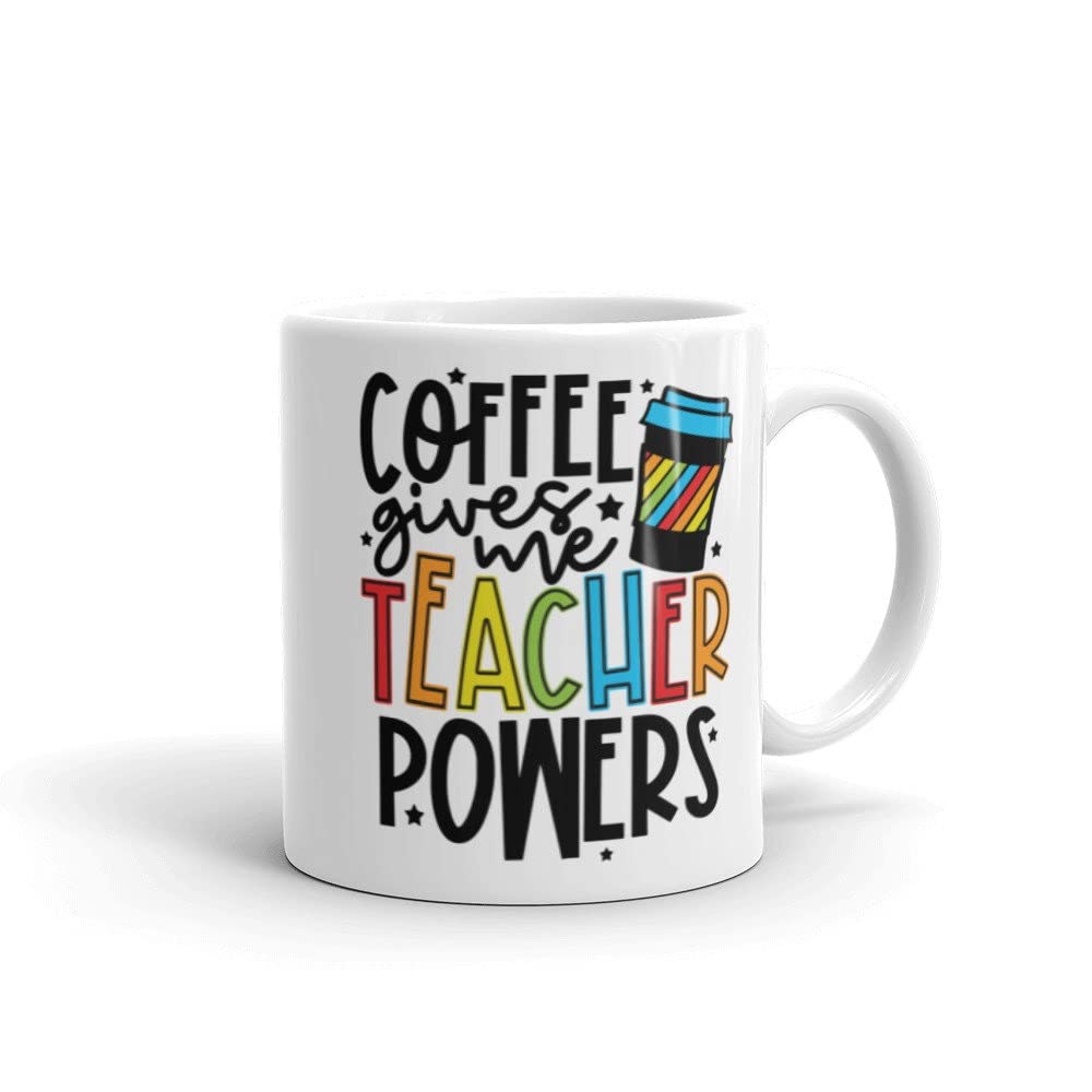 Funny Teacher Coffee Mug - 15 oz Ceramic Cup with 'Coffee Gives Me Teacher Powers' Quote - Perfect Gift for Educators, Back to School, Teacher Appreciation & Classroom Use