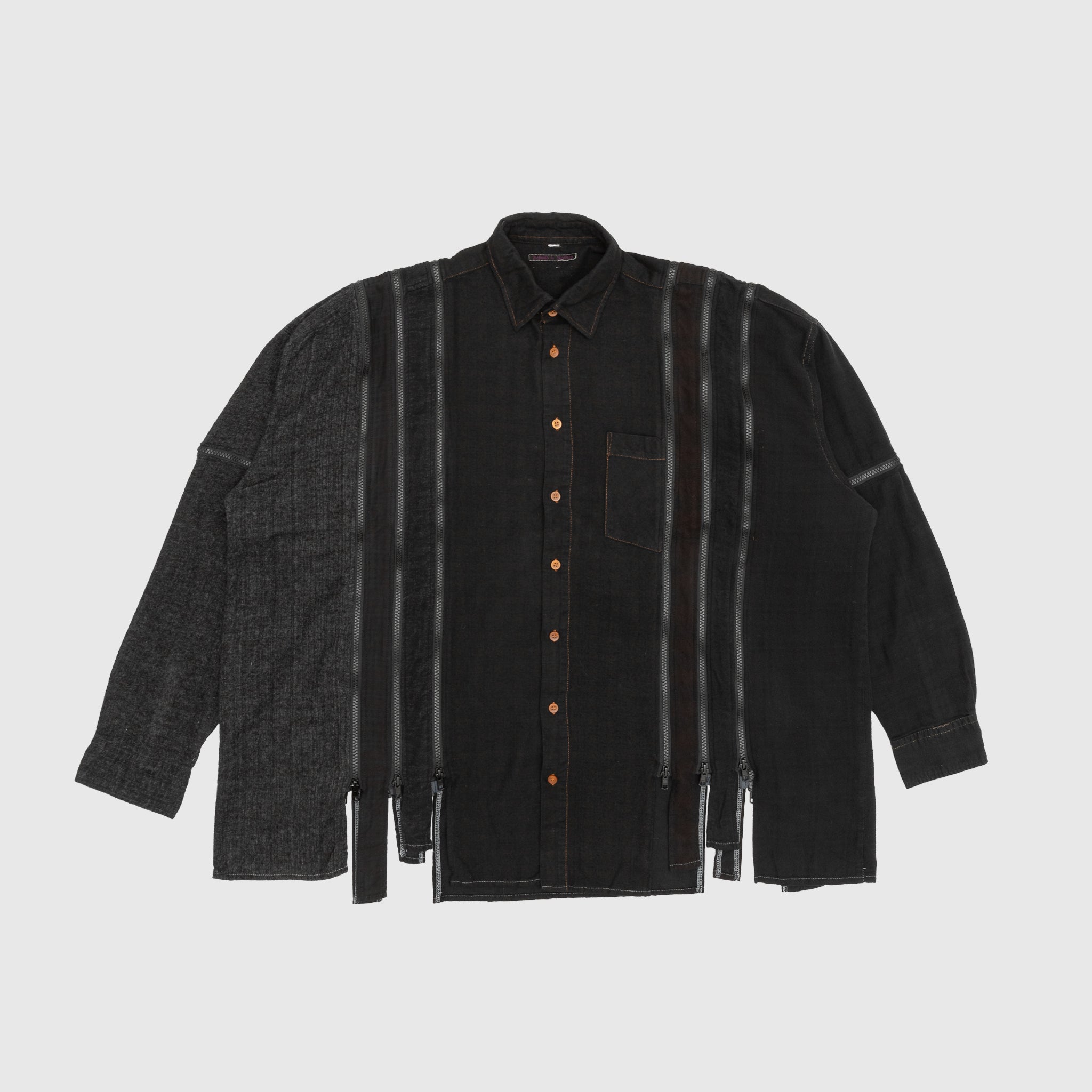 REBUILD by NEEDLES 7 Cuts Zipped Wide Shirt - Oversized Streetwear Shirt for Men | Perfect for Urban Fashion & Layered Outfits