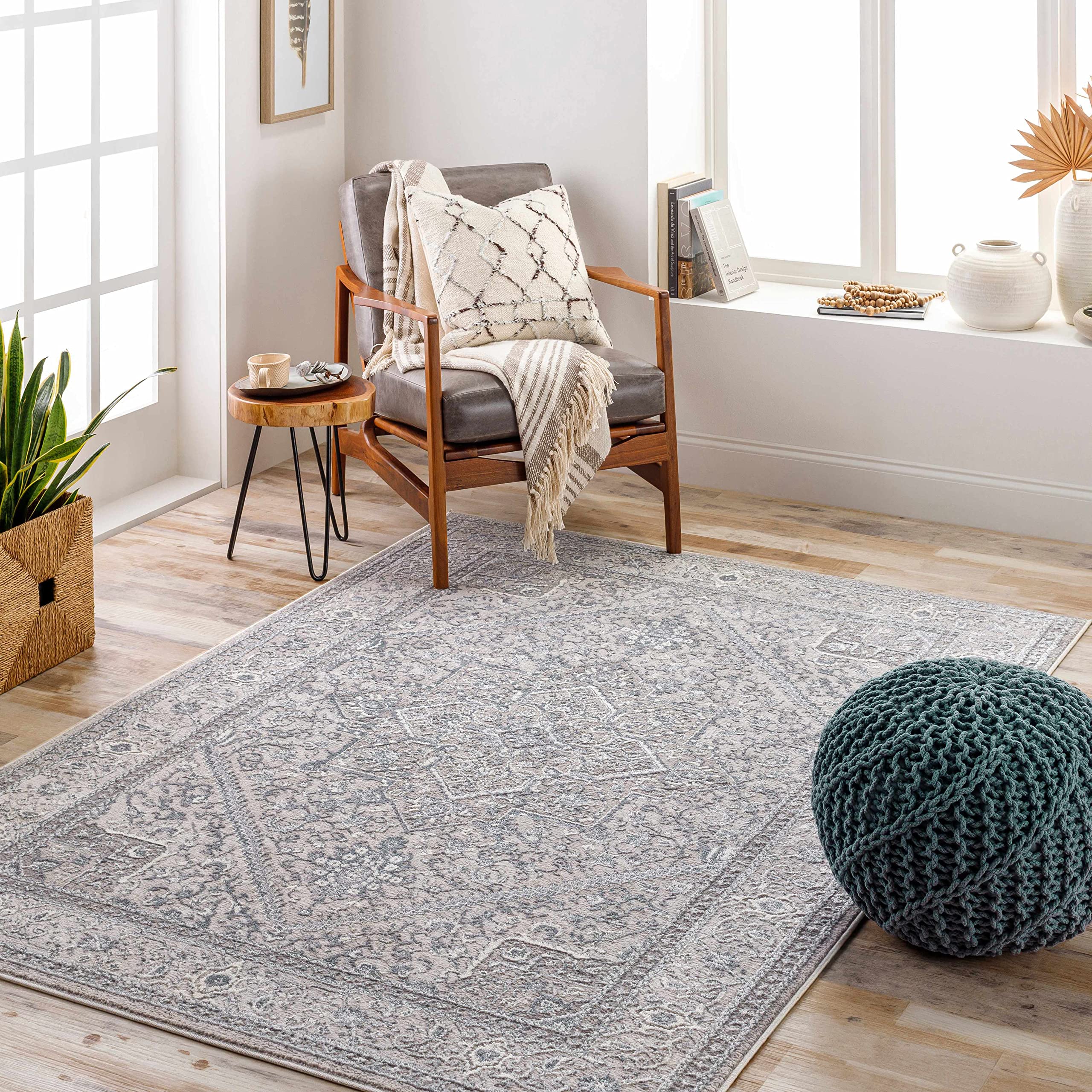 Hauteloom Infanta Soft Plush Area Rug for Living Room & Bedroom - Gray Modern Design - 7'10
