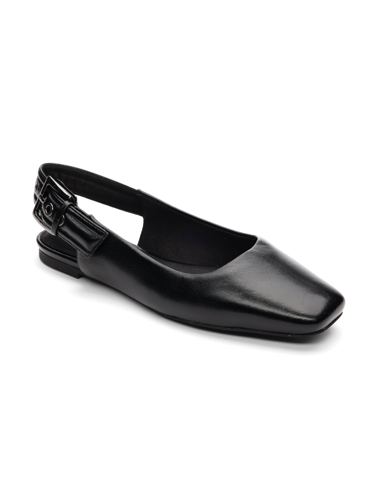 Kitchy Slingback Flat Black Shoes for Women - Comfortable Casual Flats for Everyday Wear | Perfect for Office, Walking & Travel