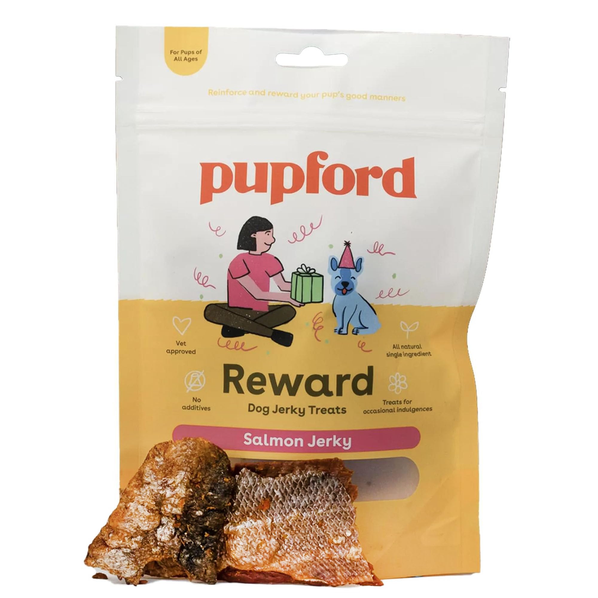 Premium Salmon Jerky Dog Treats for All Breeds & Sizes - USA Made, 100% Natural, Grain-Free, No Fillers - Healthy Training Snacks for Puppies & Adult Dogs - Perfect for Reward Training, Travel & Daily Treats (4oz)