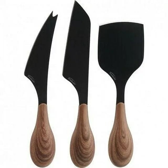 Premium Trudeau Cheese Knife Set of 3 - Stainless Steel Cheese Slicer with Wooden Handle - Perfect for Cheese Boards, Wine Pairings & Charcuterie Platters