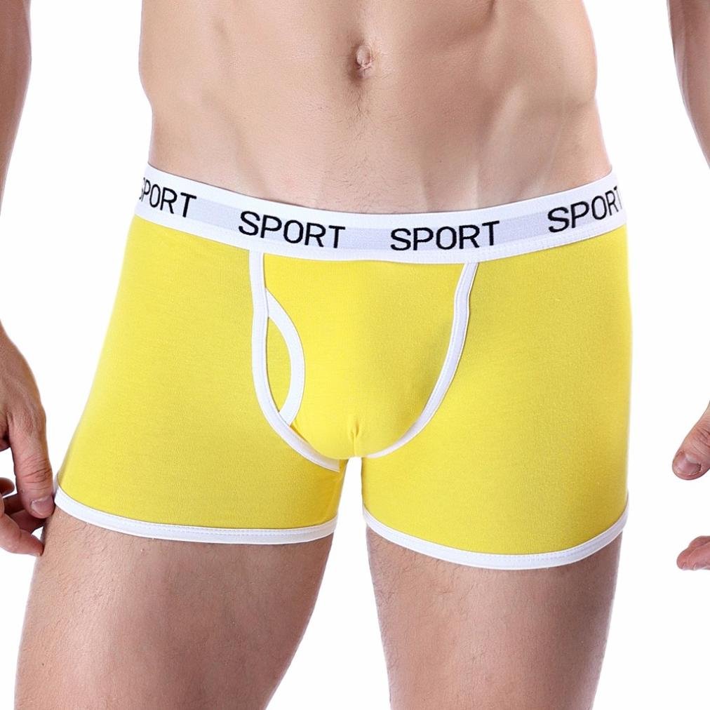 **Men's Solid Color Boxer Briefs - Soft Cotton Breathable Underwear with Bulge Pouch - Comfortable & Sexy Design - Perfect for Daily Wear, Gym & Sleep**