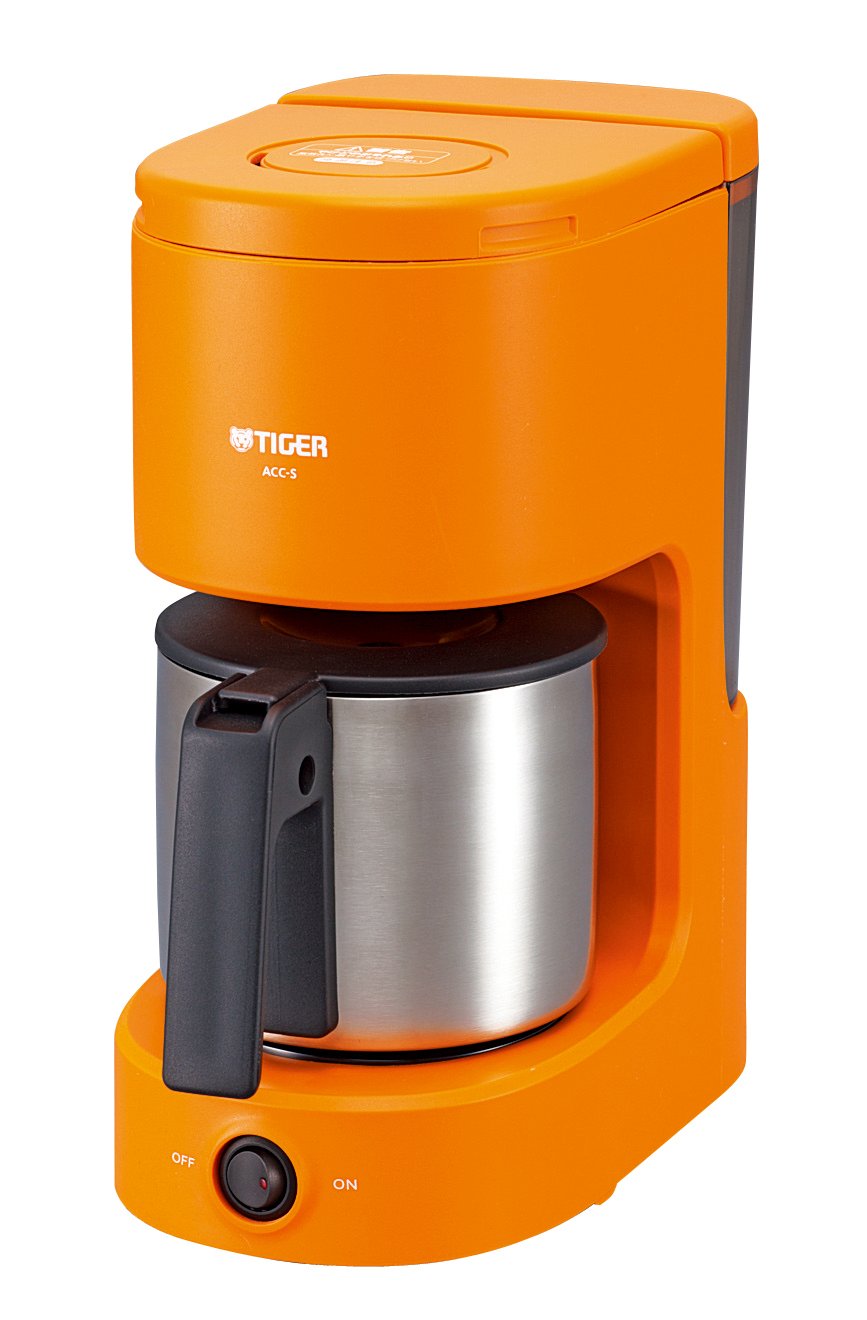 Premium Stainless Steel Tiger Coffee Maker - 6 Cup Server with Orange Handle for Home & Office Use | Perfect for Brewing Fresh Coffee Daily