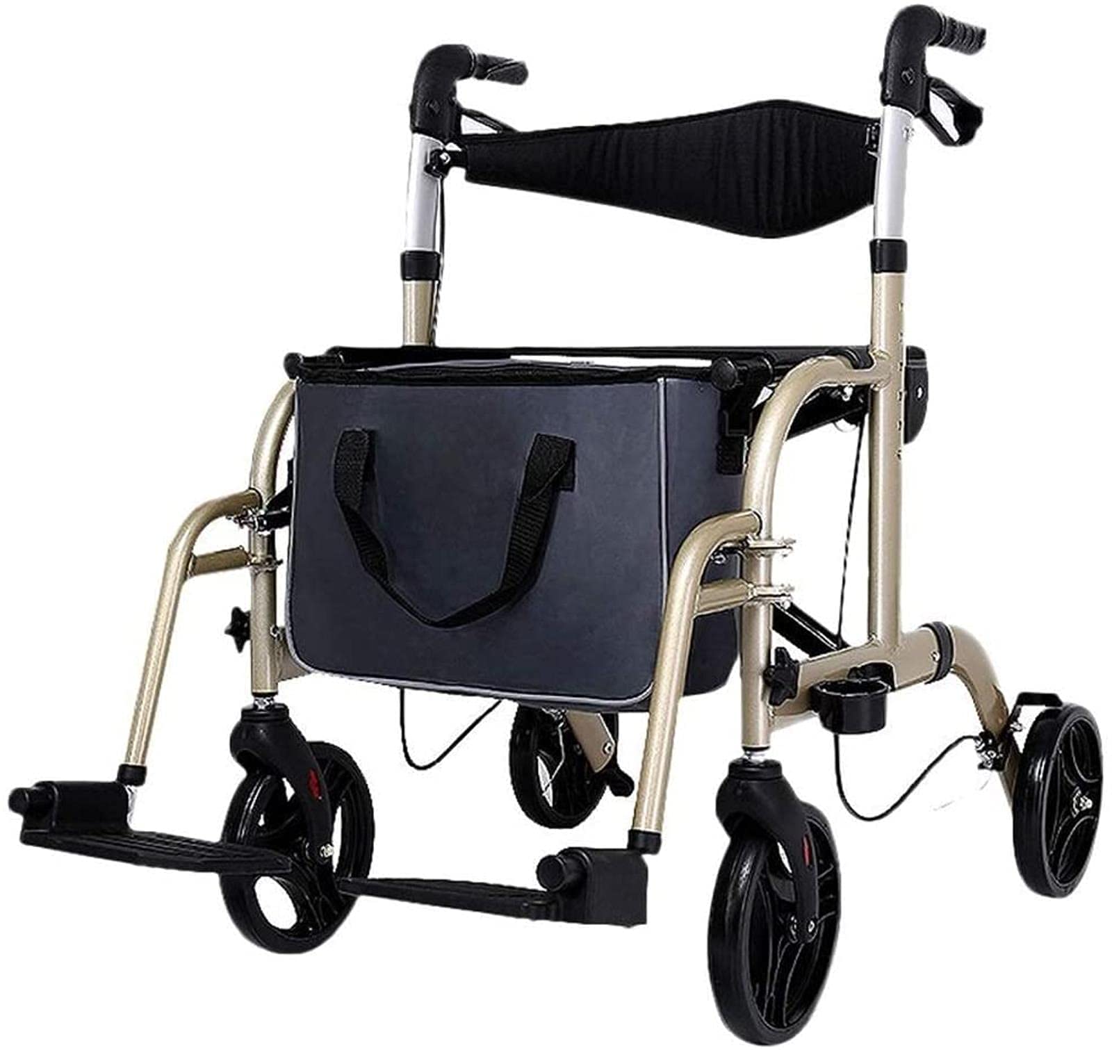 Premium 4-Wheel Folding Rollator Walker with Seat & Lockable Brakes - Lightweight Mobility Aid for Seniors - Euro Style Walking Assistant for Indoor/Outdoor Use, Shopping & Travel