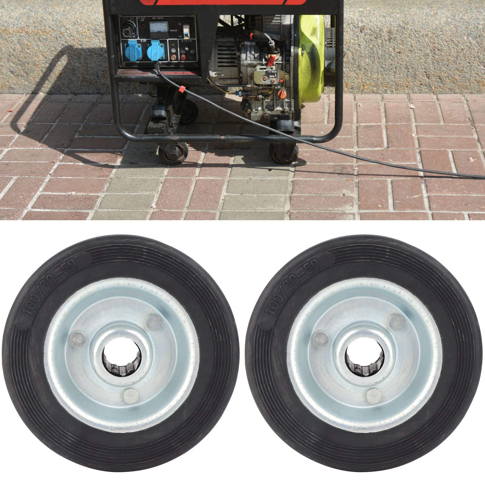 Mavis Laven 2-Piece Rubber Wheel Replacement with Iron Hub for Gasoline & Diesel Generators - Quiet, Durable & Easy Installation for Home Backup Power & Outdoor Use