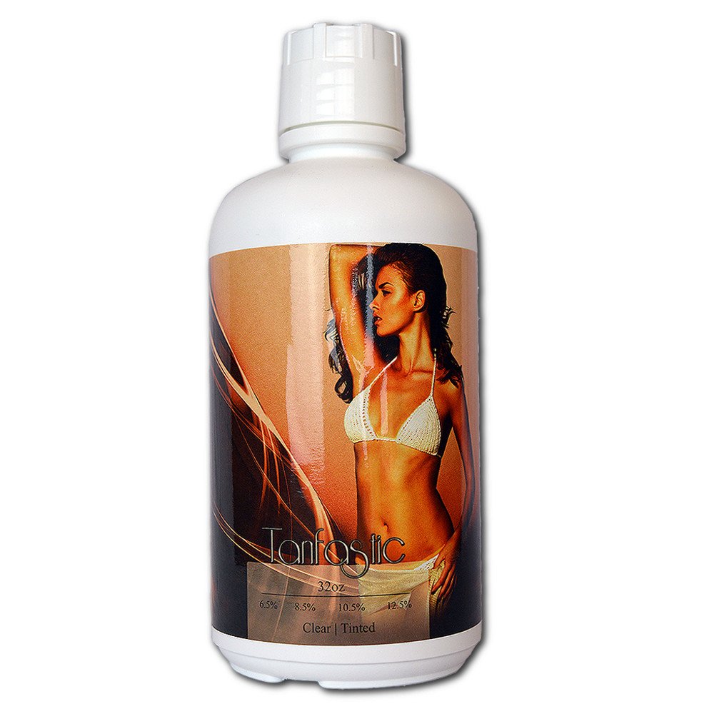 Tanfastic E Blend 10.5% Medium Dark Sunless Spray Tan Solution - 32 oz Bottle for Professional Spray Tanning & At-Home Self Tanning