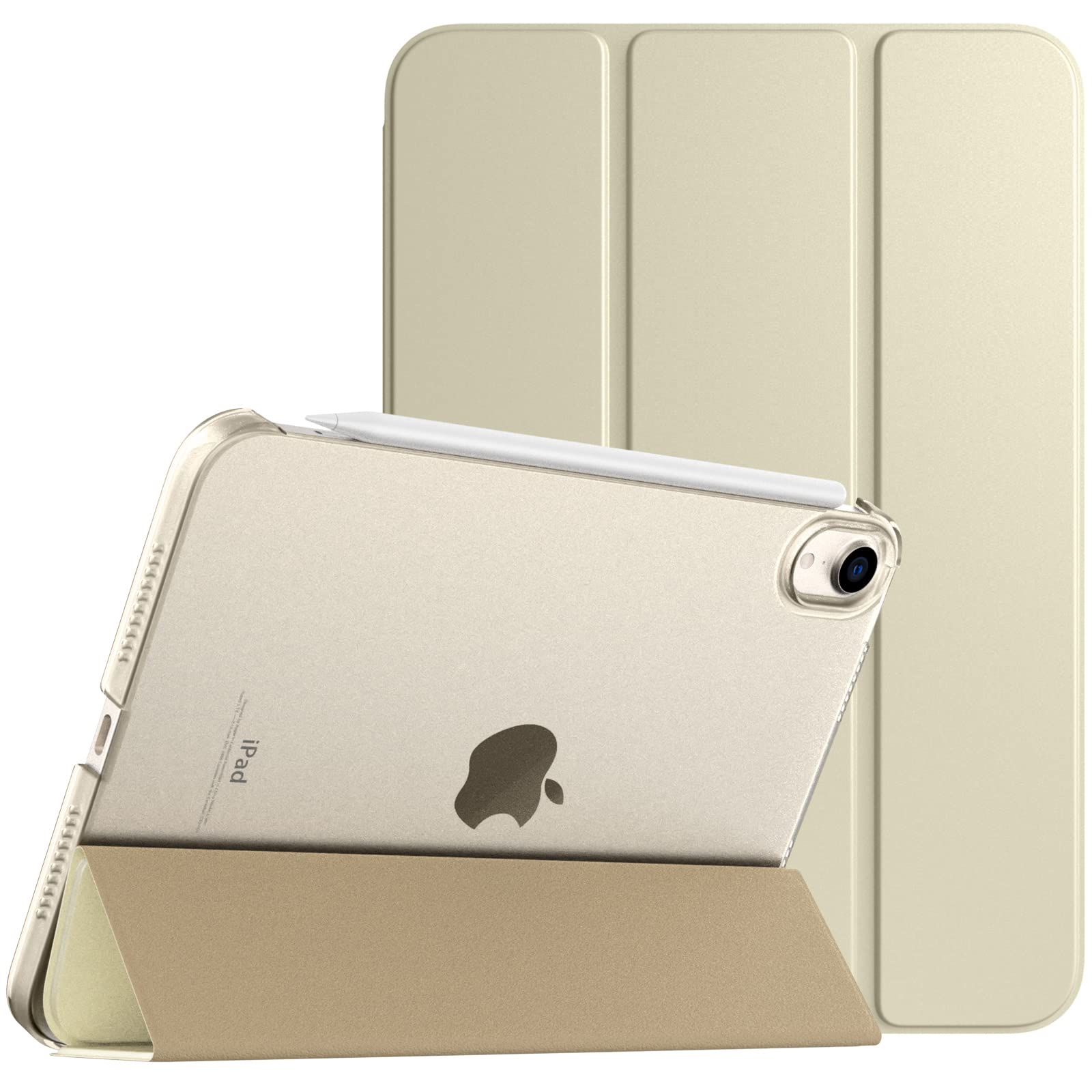TiMOVO iPad Mini 7 (2024) & iPad Mini 6 Case - Slim Translucent Hard Back Folio Cover with Touch ID Support & Apple Pencil Charging | Auto Wake/Sleep | Perfect for Work, School & Travel | Starlight Color