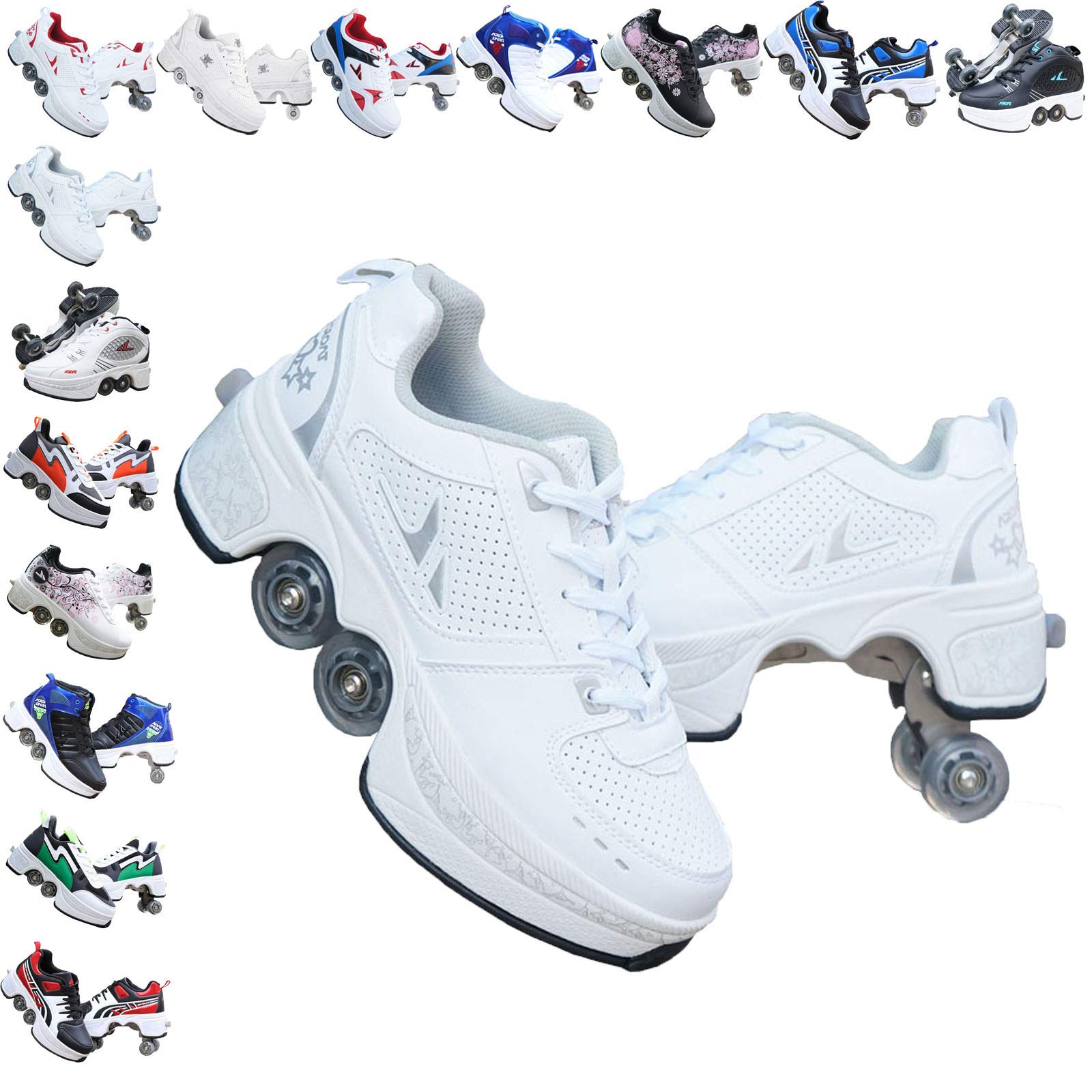 CHSSIH Roller Skates for Women & Men - Adjustable Quad Roller Shoes for Adults, Kids & Teens - Outdoor Skating Shoes with Wheels for Parkour, Sports & Recreation - Perfect for Parks, Rinks & Outdoor Fun