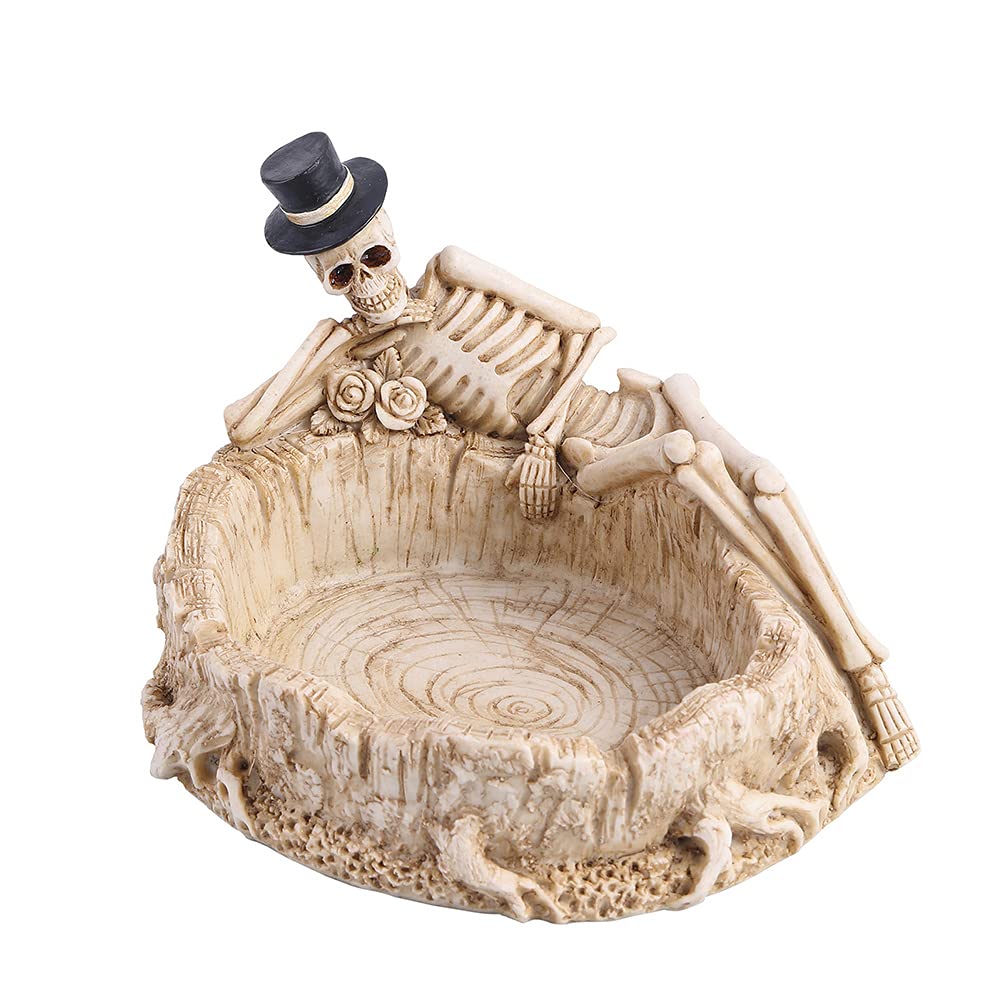 BenRan Creative Skull Ashtray - Unique Gothic Decor for Smoking Room, Halloween Party & Man Cave - Perfect Gift for Smokers & Cigar Lovers - Home Bar & Living Room Decoration Accessory