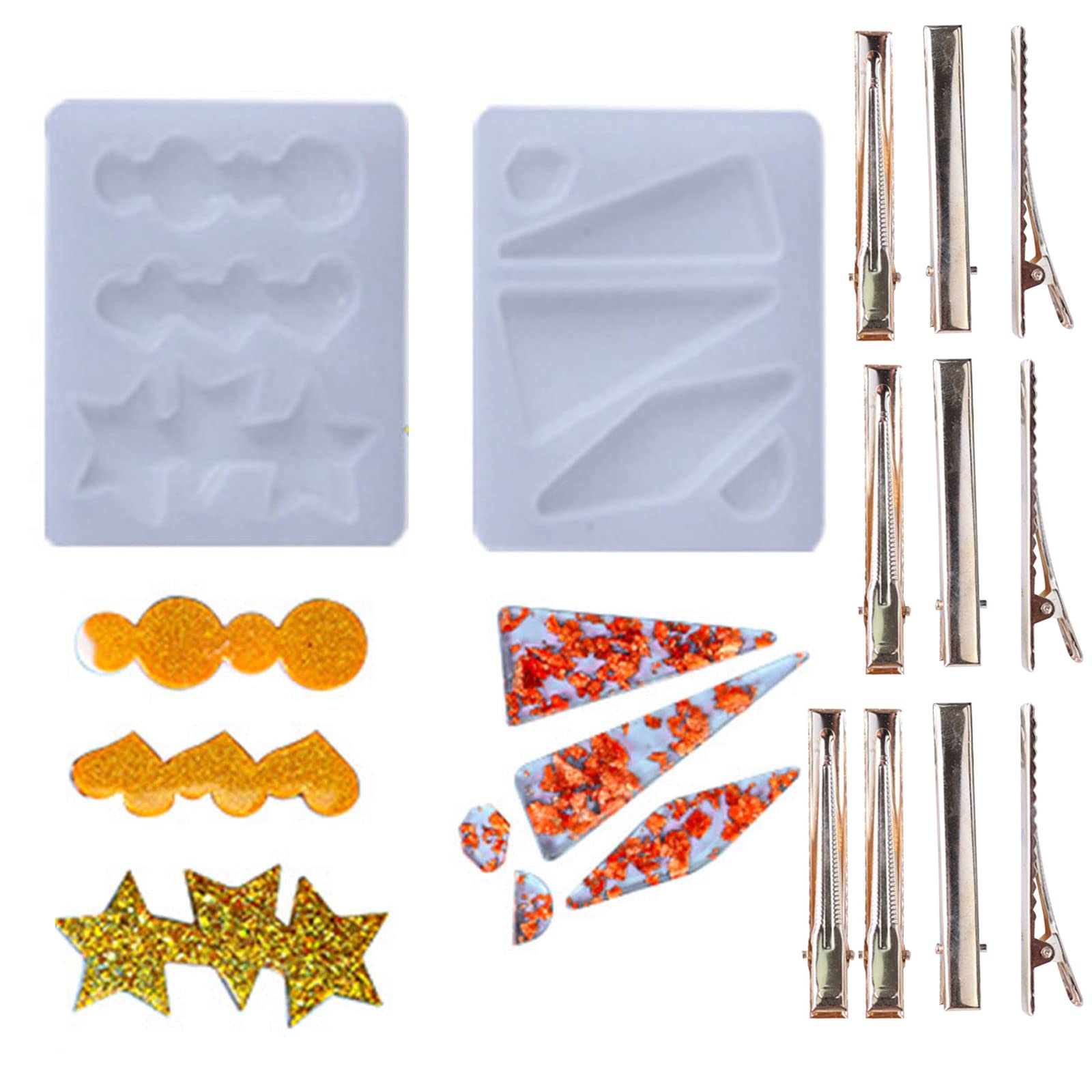 AIZHIYI DIY Hair Pin Casting Mold Set Kit - 10PCS Silicone Resin Molds for Hair Clips & Barrettes Making, Jewelry Crafting Accessories - Perfect for DIY Hair Accessories, Party Favors, and Handmade Gifts