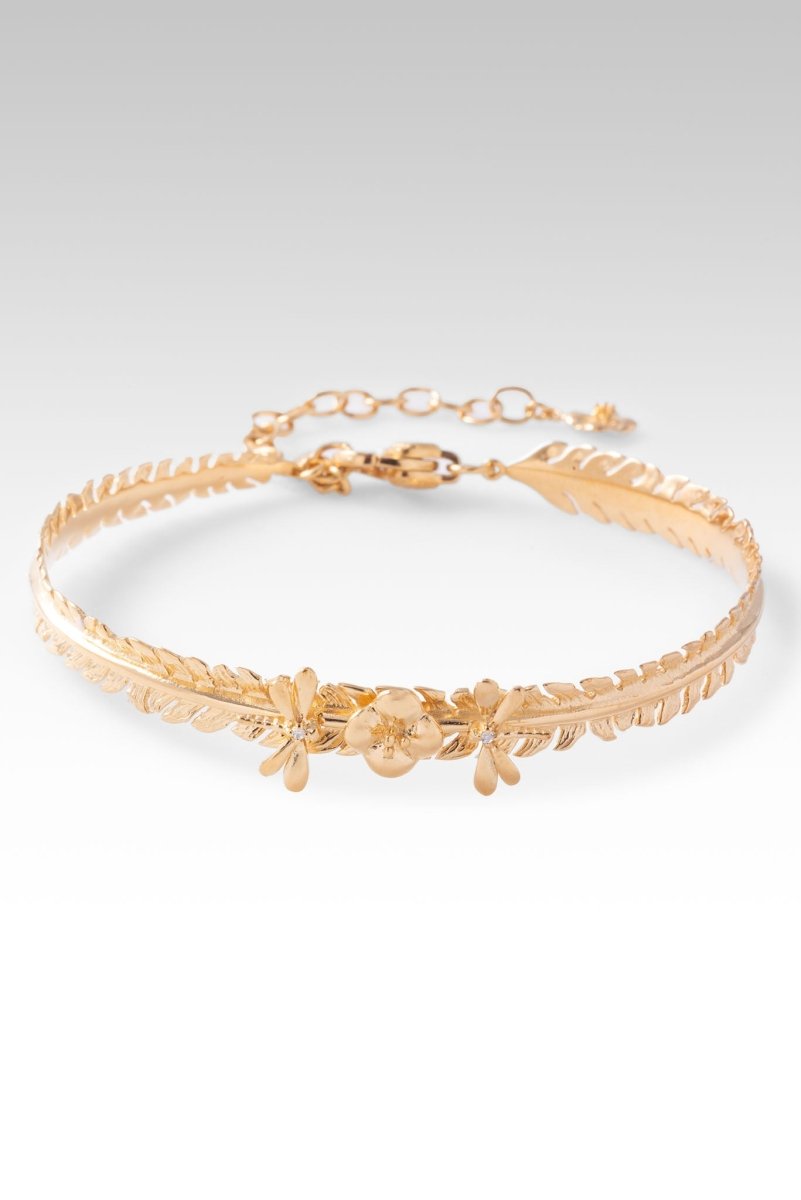 18K Gold Adjustable Bracelet with White Zircon Stones - Perfect for Weddings, Anniversaries & Special Occasions
