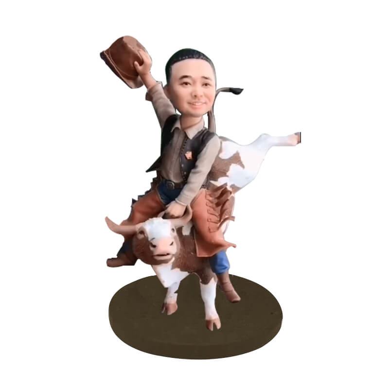 Custom Professional Bull Riders Cowboy Bobbleheads - Personalized Rodeo Collectible Figurine - Perfect for Sports Fans, Office Decor & Gift Giving
