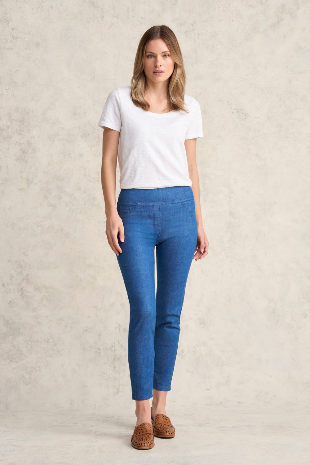 Bengajean® Women's 7/8 Skinny Leg Jeans in Ultramarine Blue - Perfect for Casual Wear & Office Outfits