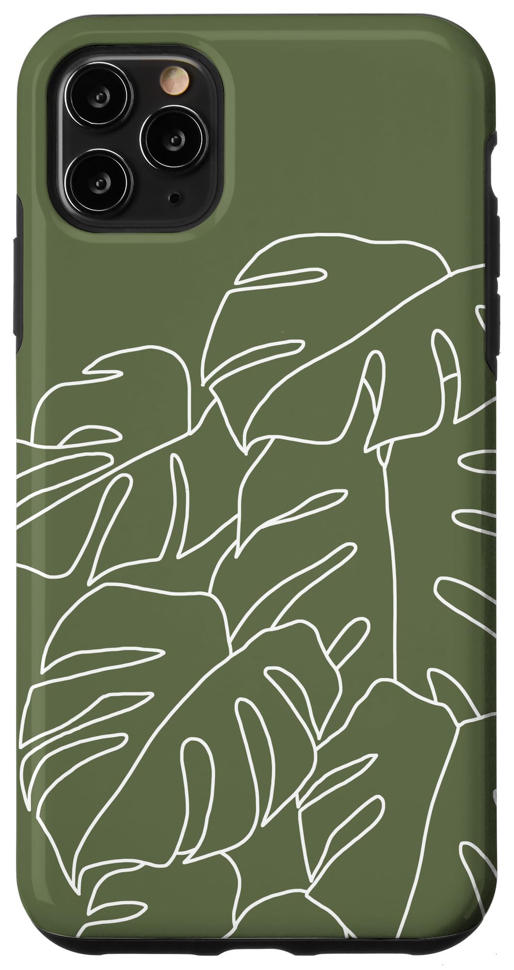 iPhone 11 Pro Max Case - Monstera Leaf Botanical Design, Tropical Plant Pattern, Olive Khaki Green Protective Cover | Perfect for Nature Lovers, Travel & Everyday Use