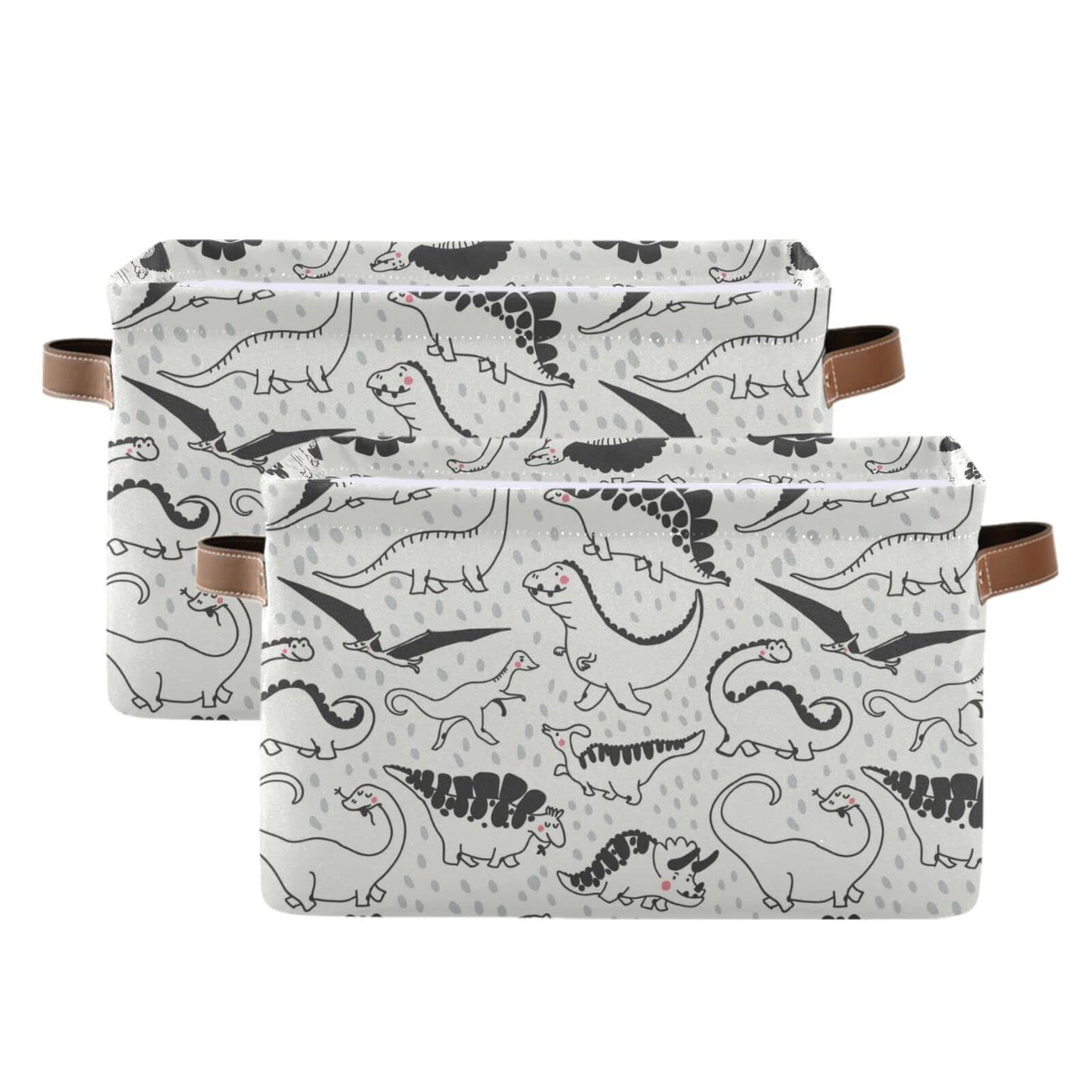 Foldable Storage Bin with Dinosaur Design - Waterproof Collapsible Laundry Hamper & Nursery Organizer Basket with Handles (2-Pack) - Perfect for Closet, Toy Storage, Baby Room & Gift Giving