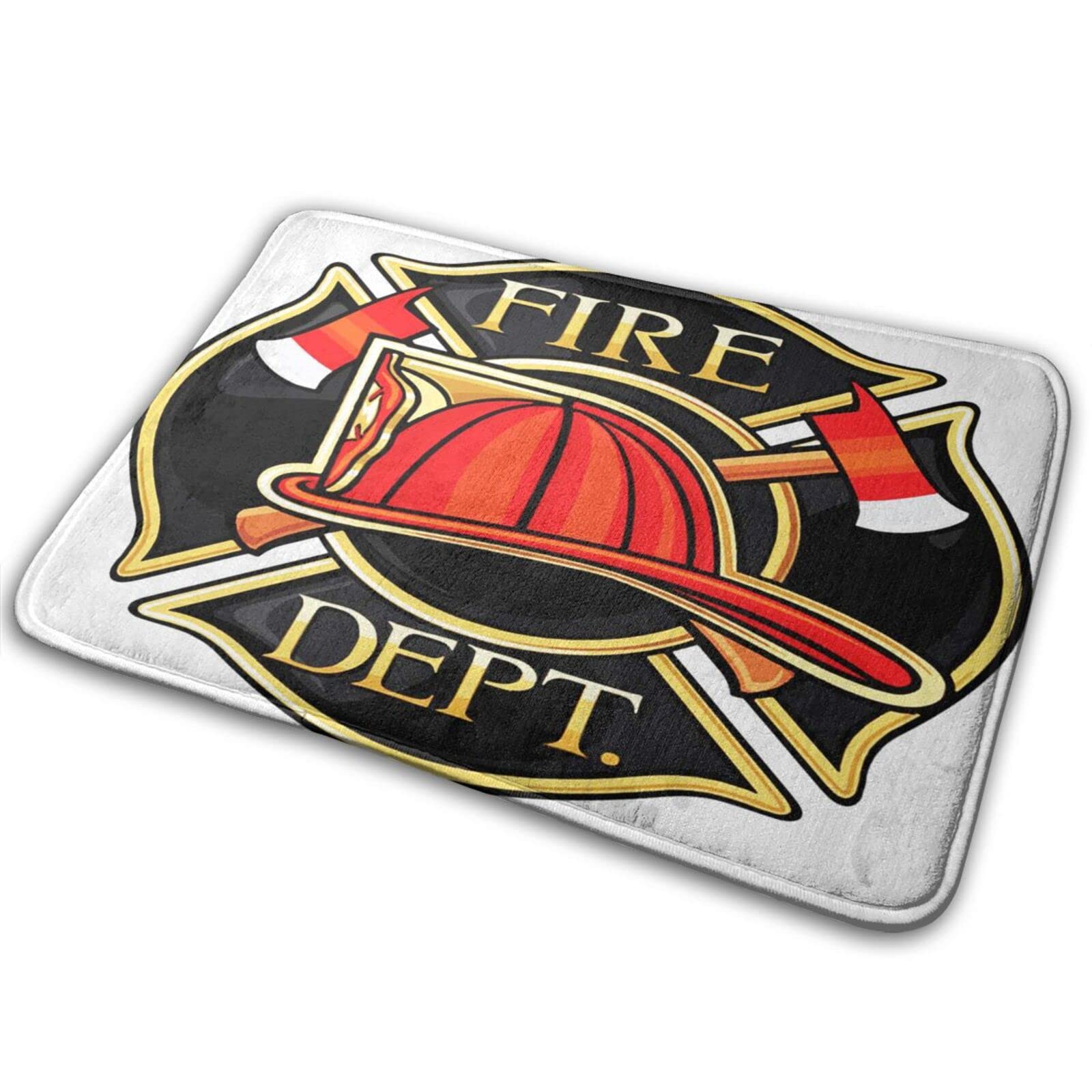 Non-Slip Fluffy Soft Plush Bathroom Rugs - 16x24 Inch Fire Department Firefighters Design, Machine Washable Shower Carpet for Tub, Bedroom & Kitchen - Perfect for Bathroom Safety and Home Decor