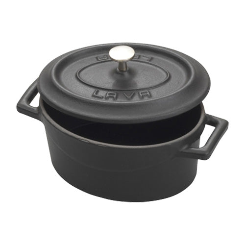 Arcata 922603 Mini Oval Cast Iron Casserole Dish with Lid - 14.25 oz Enameled Dutch Oven for Baking, Roasting & Serving - Perfect for Soups, Stews & Individual Desserts
