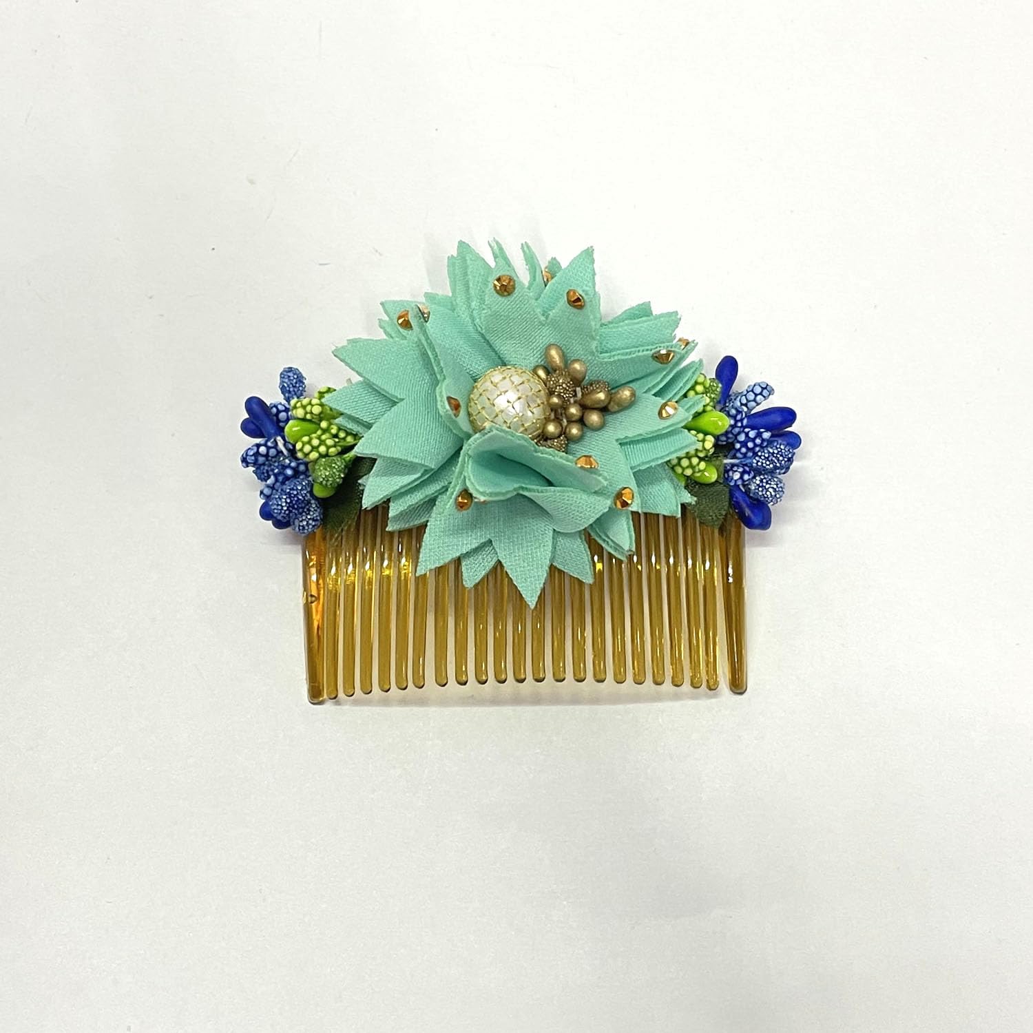 Elegant Blue Bridal Hair Comb Clip Set for Women - Wedding Bun Pins, Floral Hair Accessories & Stylish Hair Brooch - Perfect for Weddings, Prom, Parties & Special Occasions