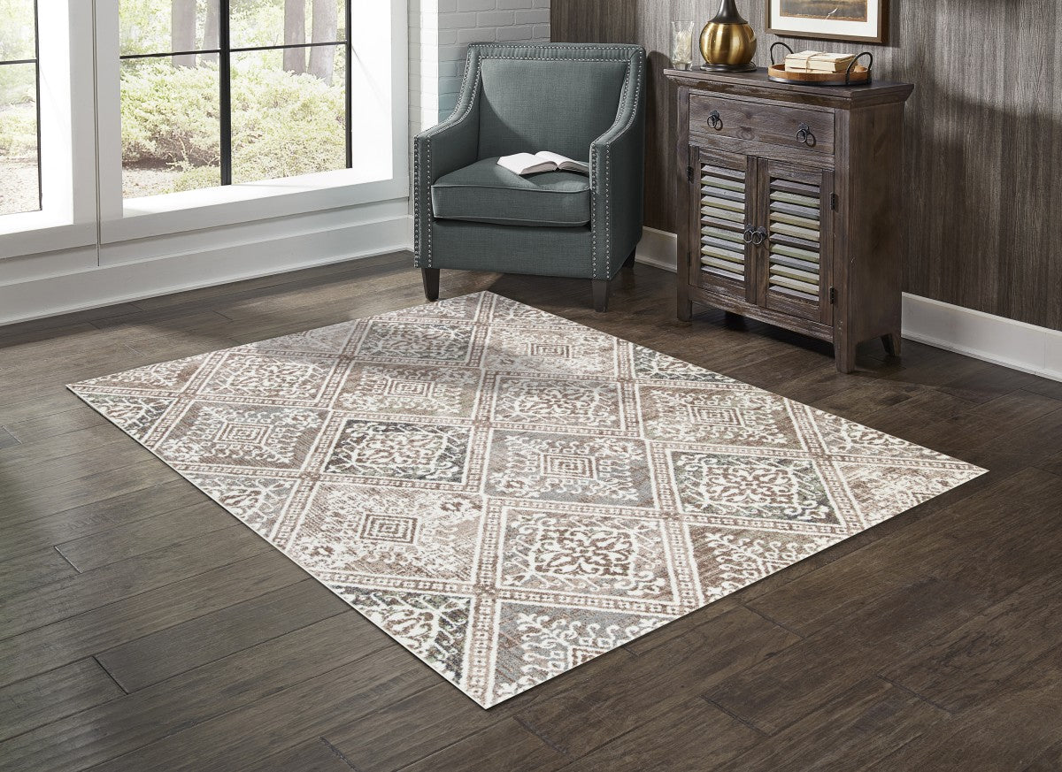 5' x 8' Beige Area Rug - Soft Living Room Rug for Bedroom, Dining Room & Home Decor - Non-Slip Modern Floor Carpet