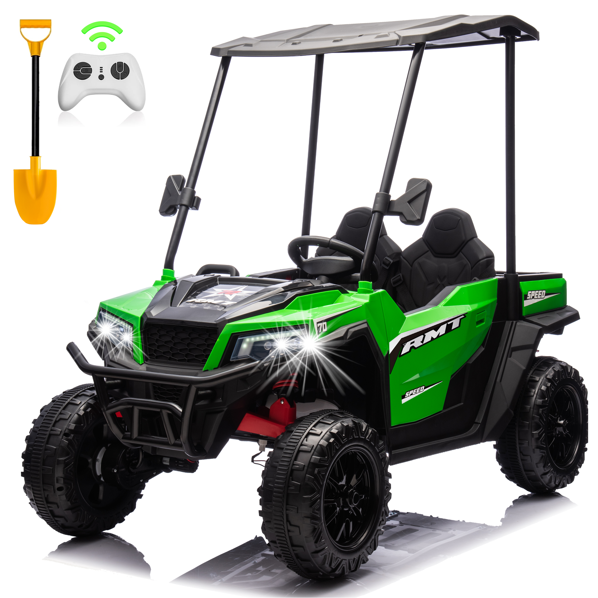EROMMY 24V Kids Electric Ride-On UTV Side by Side Off-Road Vehicle - Green Battery-Powered Toy Car for Boys & Girls - Perfect for Backyard, Park, and Outdoor Adventures
