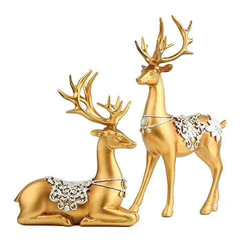 European Style Resin Deer Figurine Statue - Elegant Home & Office Desktop Decoration, Modern Tabletop Sculpture for Living Room, Bedroom, Bookshelf Display | Perfect Gift Idea for Housewarming, Birthday & Christmas